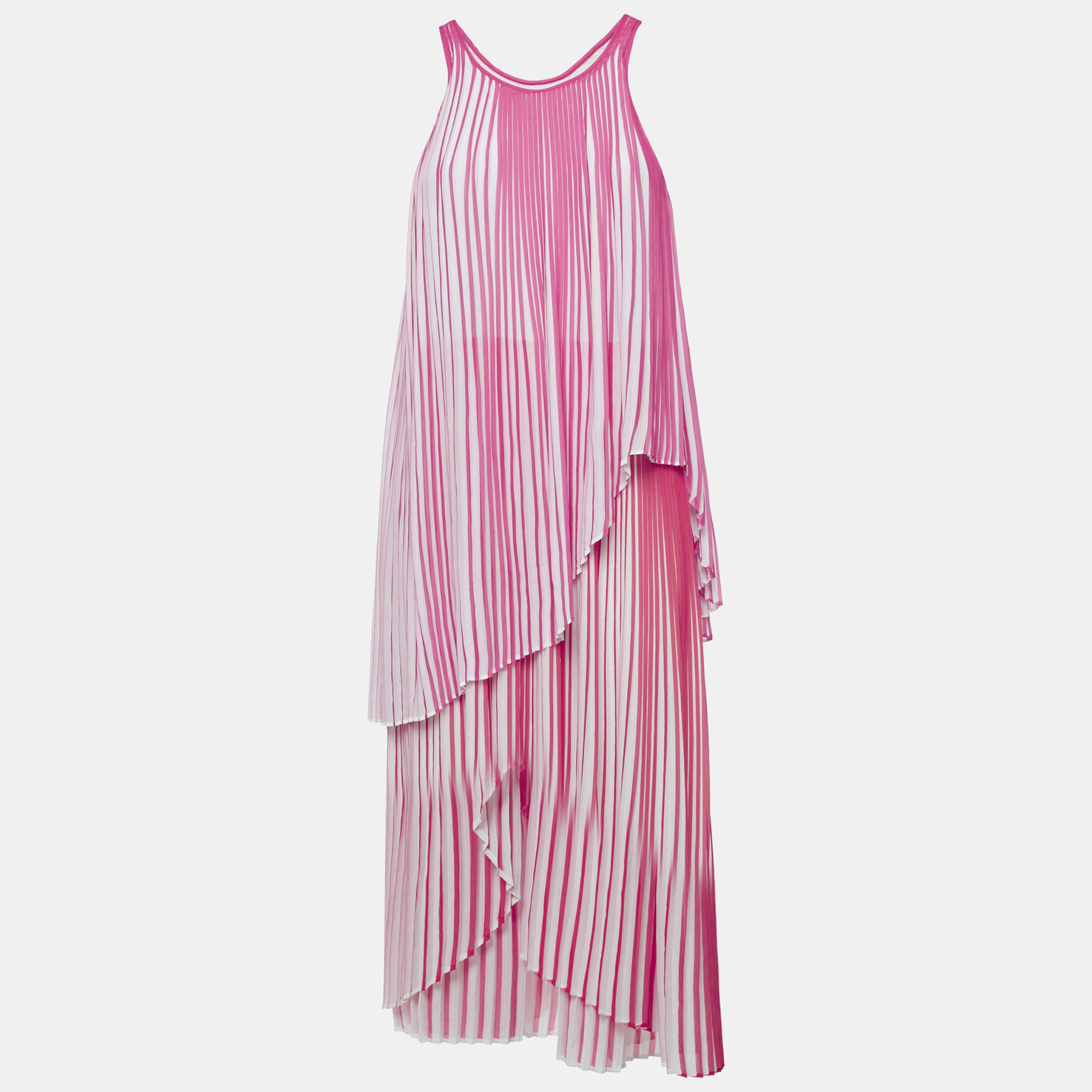 Stella McCartney PinkRed Pleated Crepe Sleeveless Dress
