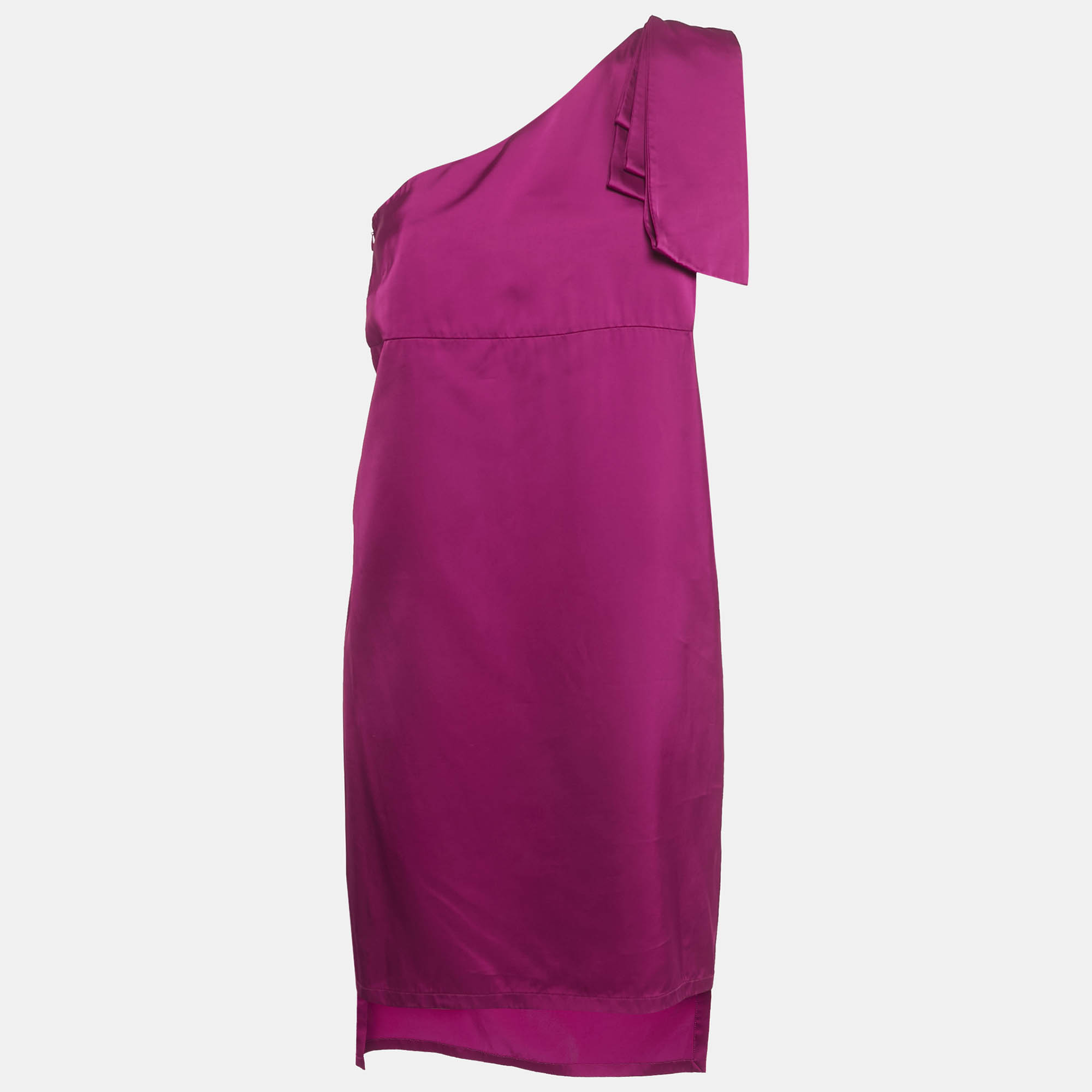 Stella McCartney Burgundy Pink Satin One Shoulder Mini Dress