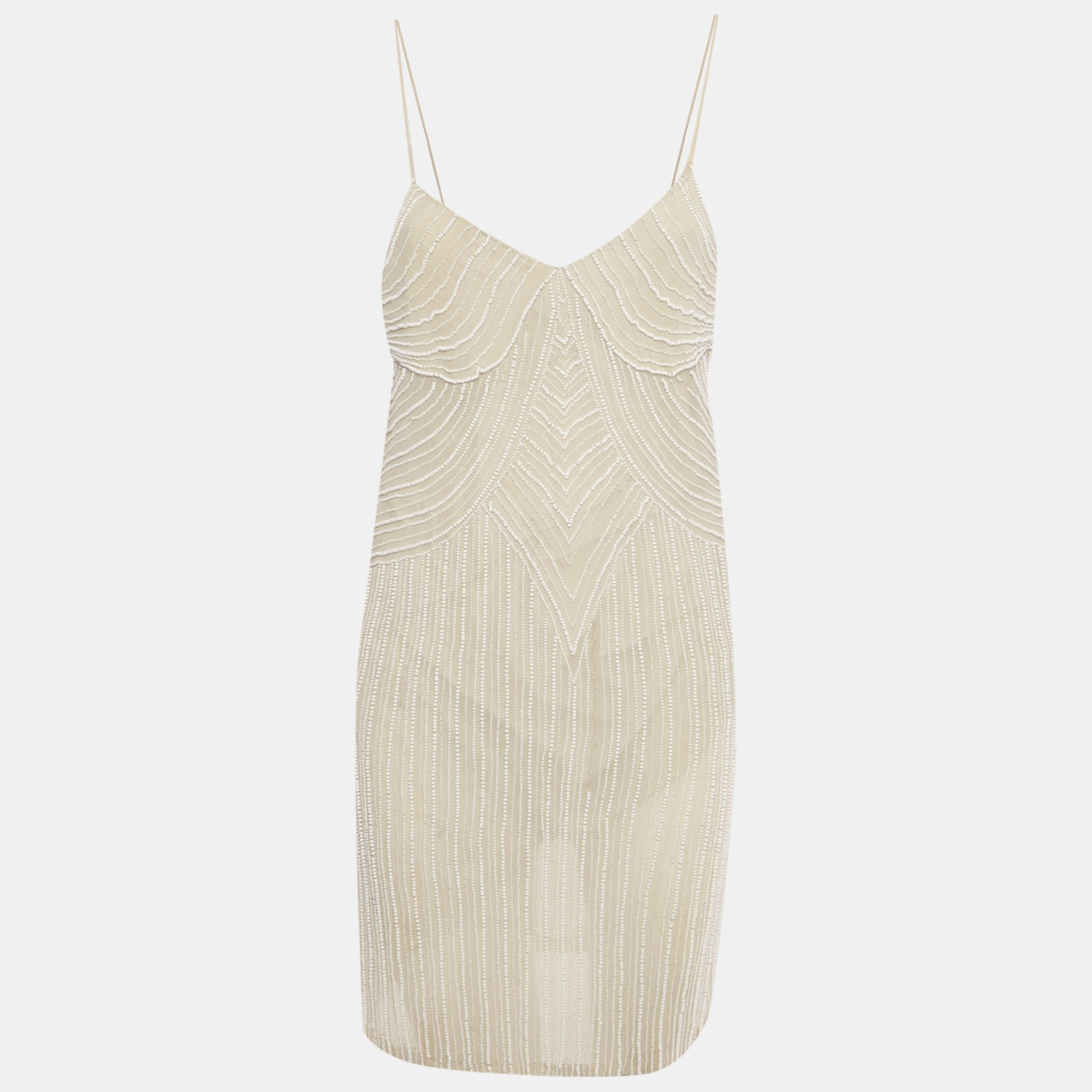 Stella McCartney Beige Silk Chiffon beaded Mini Dress