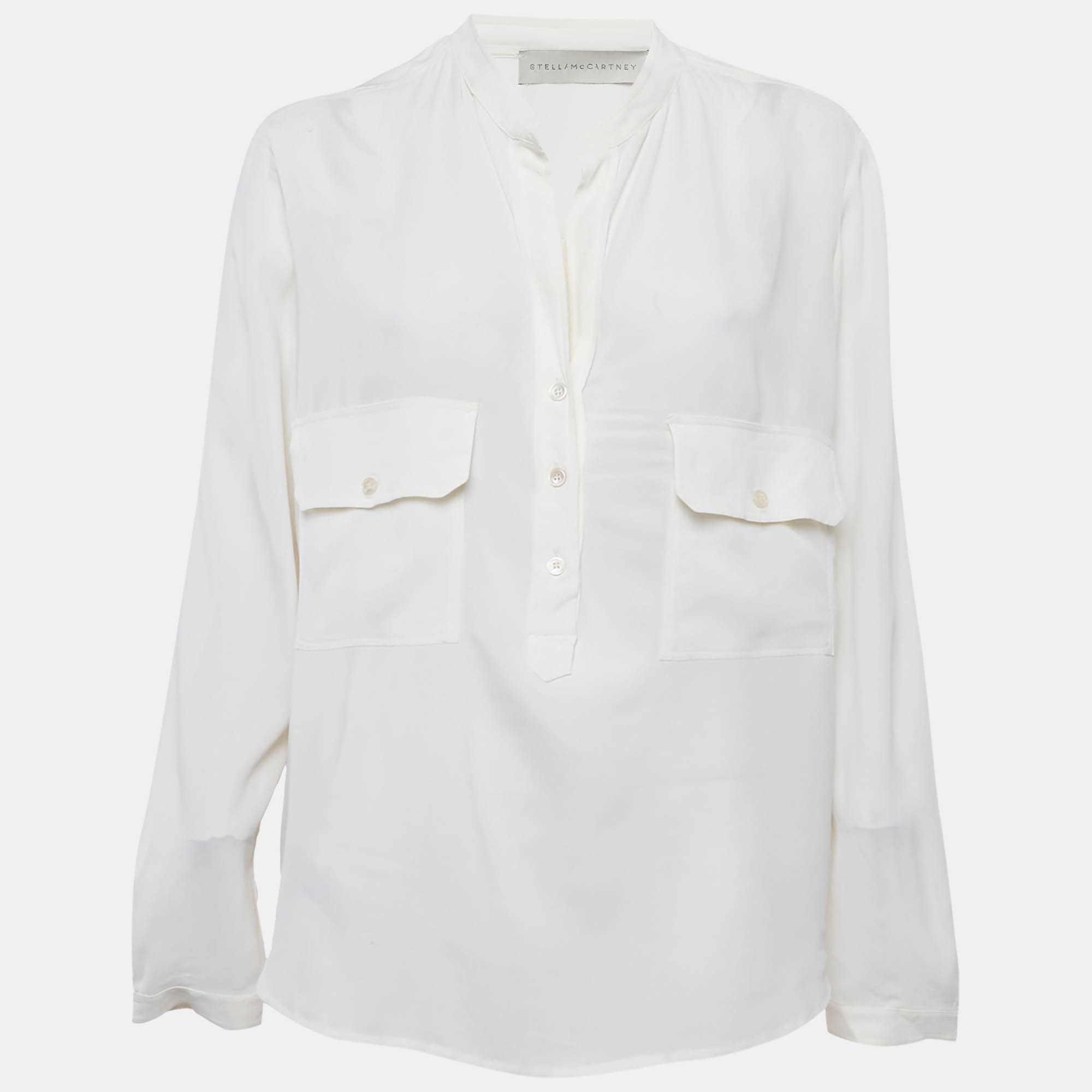 Stella McCartney Off-White Crepe Button Down Blouse