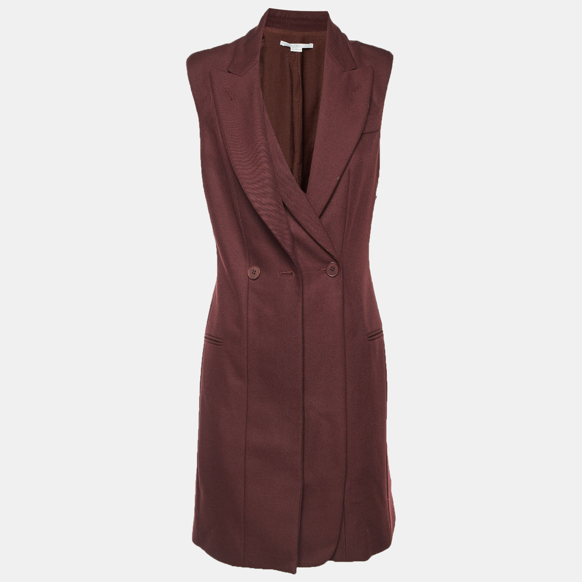 Stella McCartney Burgundy Wool Double Breasted Coat Dress