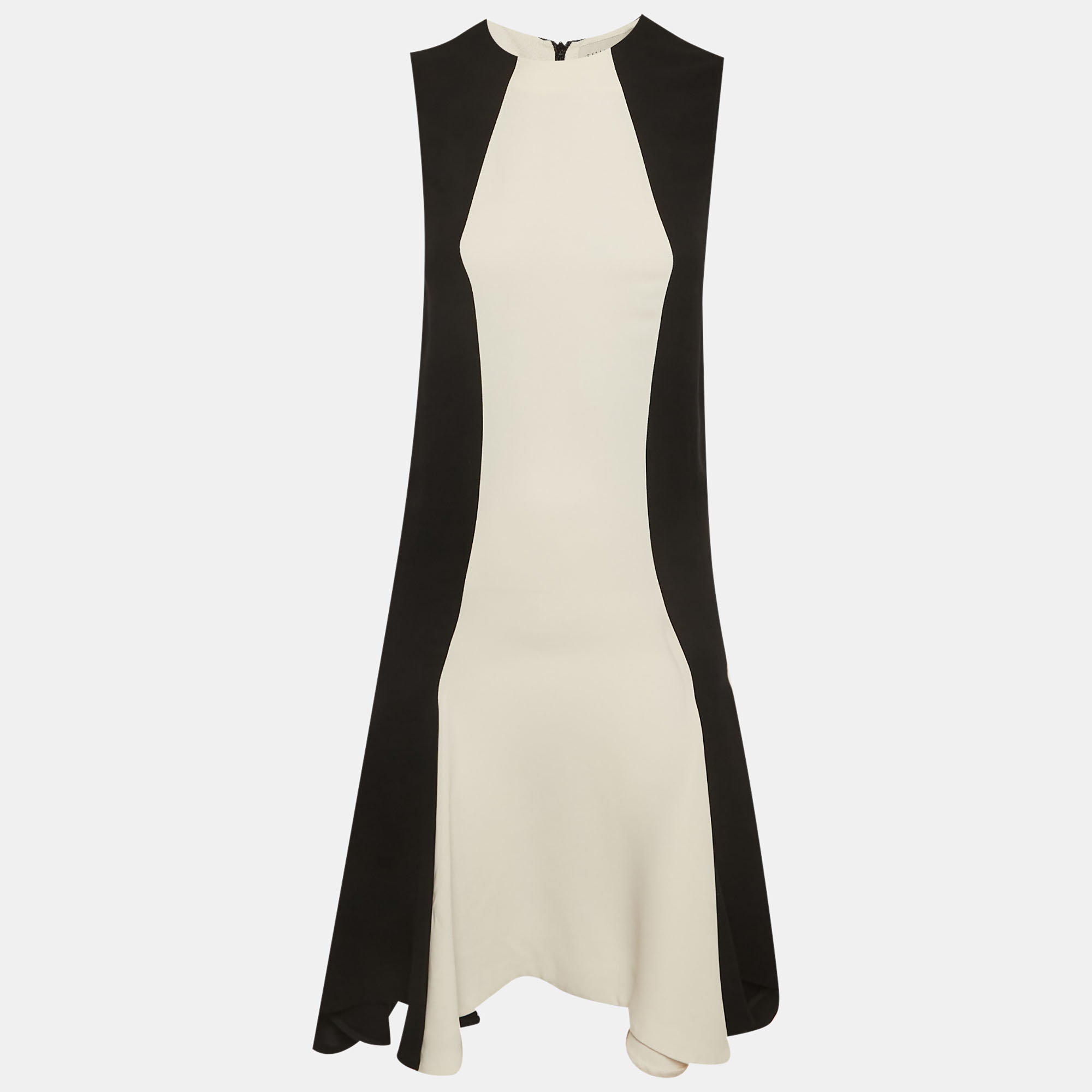 Stella McCartney BlackWhite Crepe Paneled Midi Dress