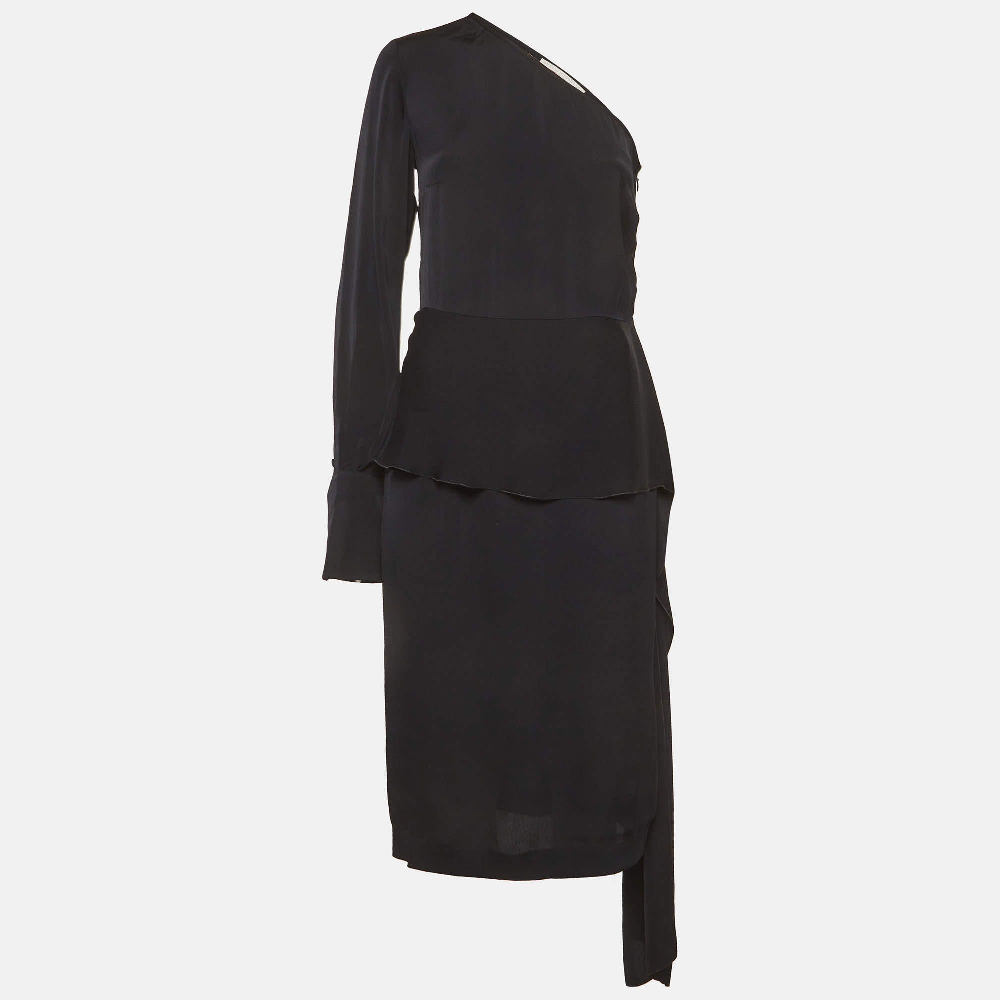 Stella McCartney Black Crepe One Shoulder Midi Dress