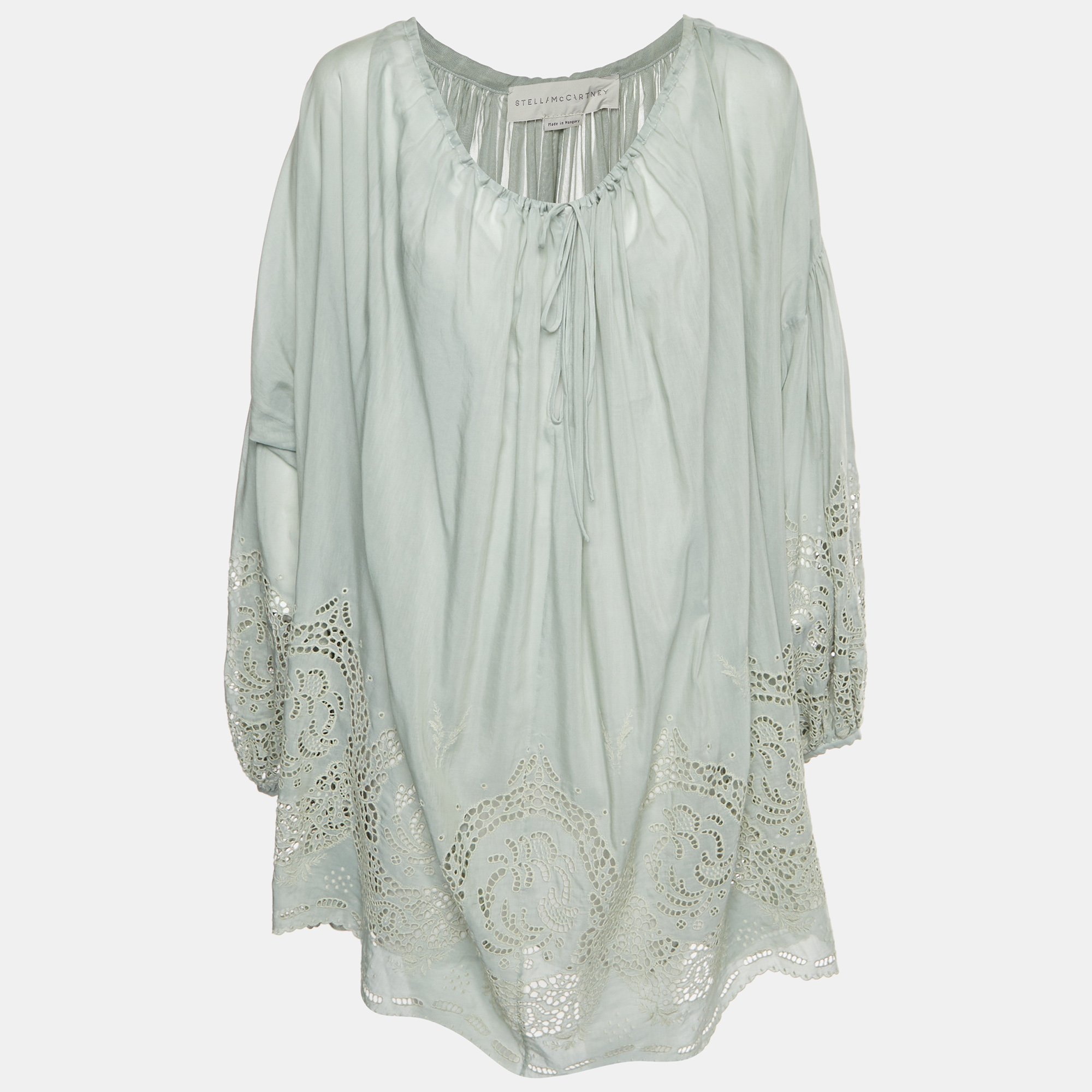 Stella McCartney Green Broderie Anglaise Cotton Tunic Dress