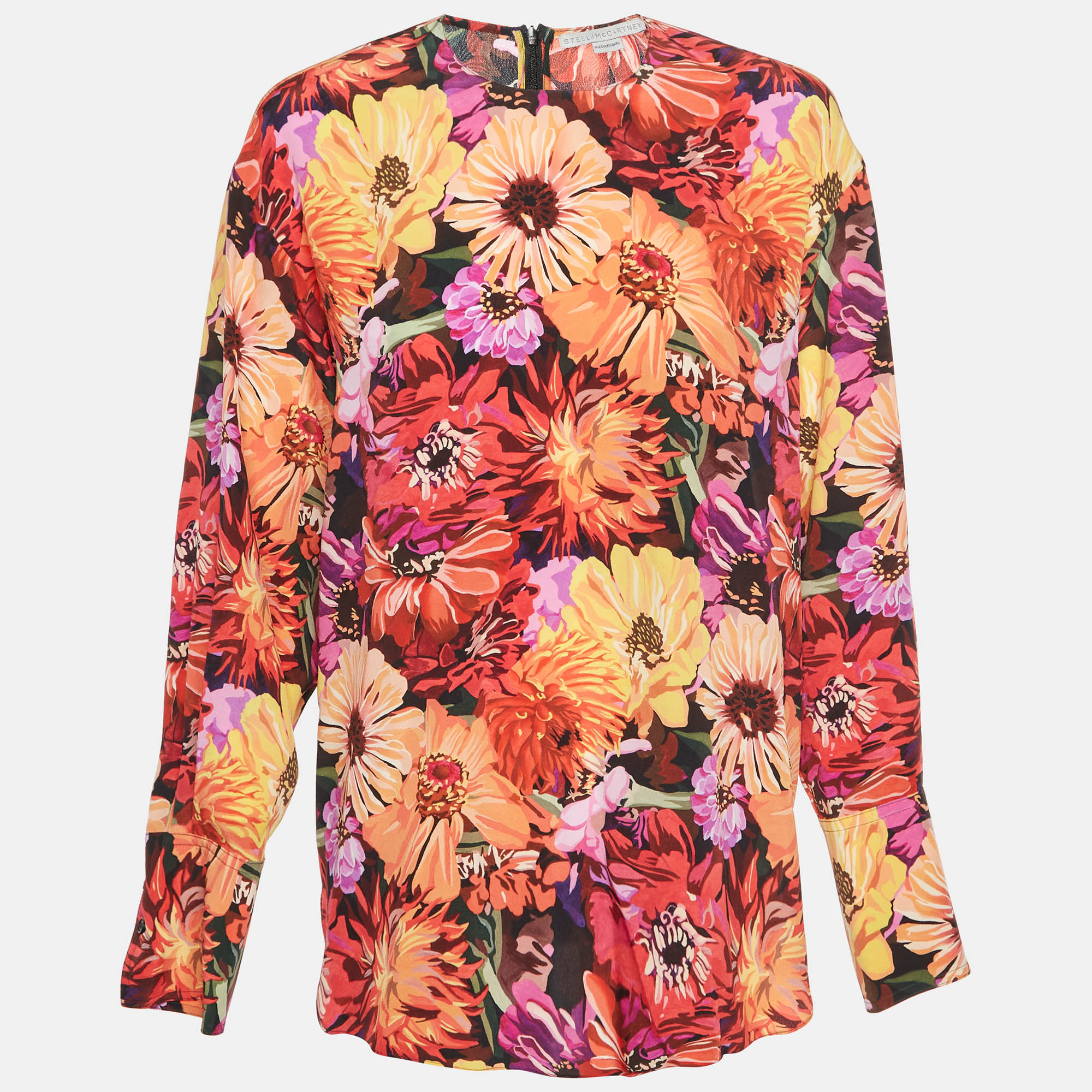 Stella McCartney Red Floral Print Silk Blouse