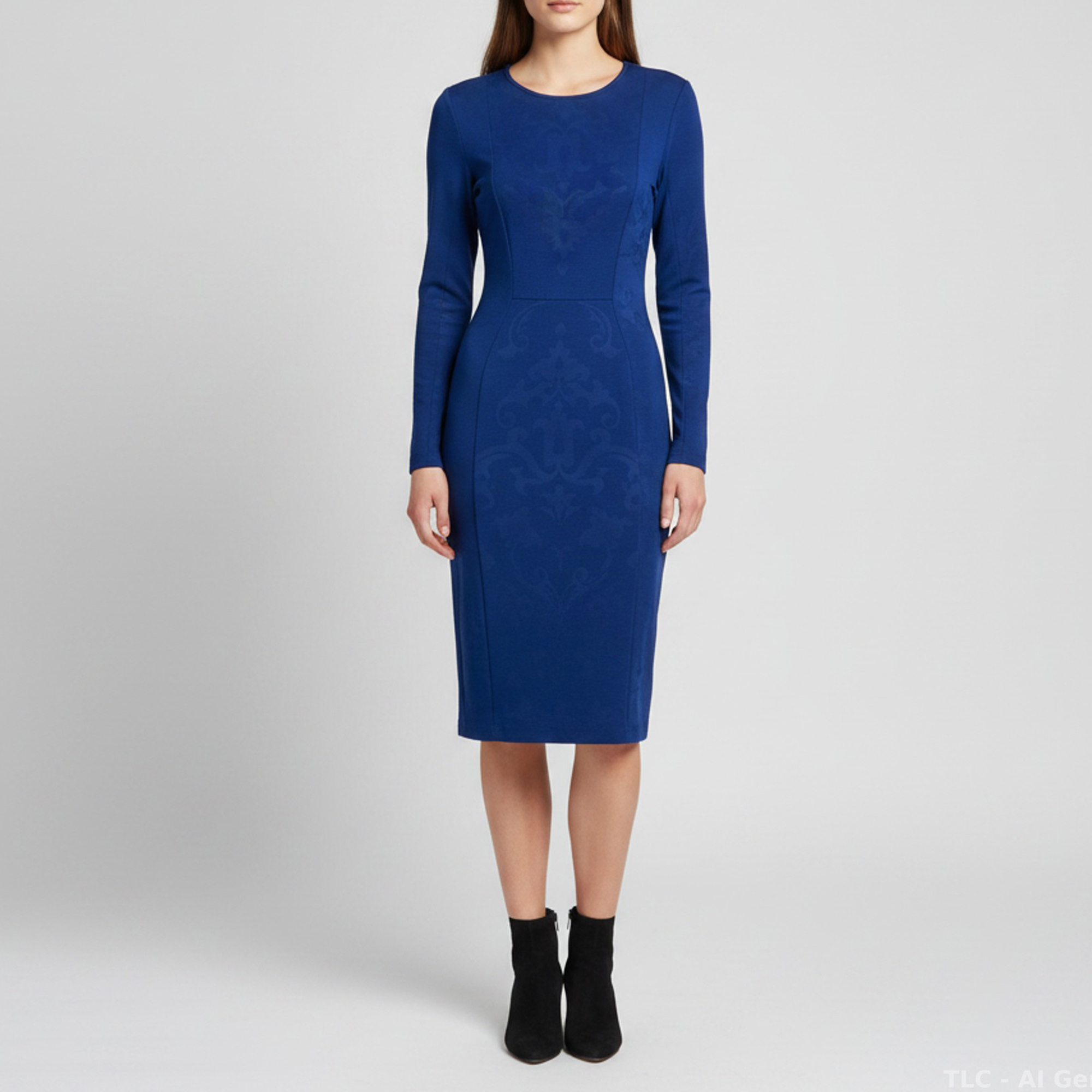 Stella McCartney Blue Jacquard Knit Paneled Knee Length Dress