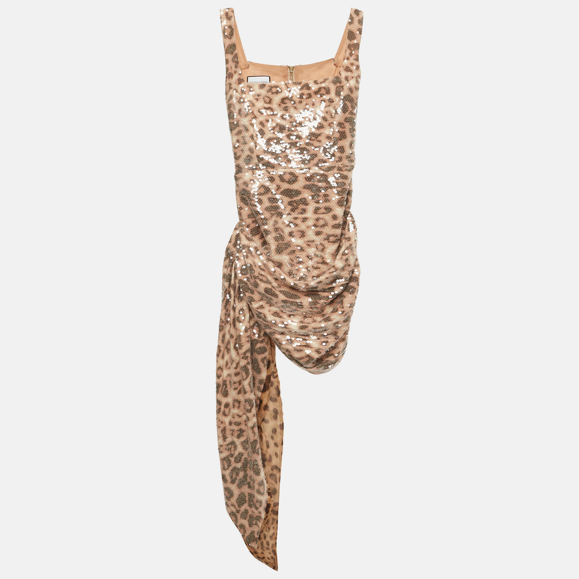 The Dolls House Brown Leopard Print Sequin Ruched Cindy Dress