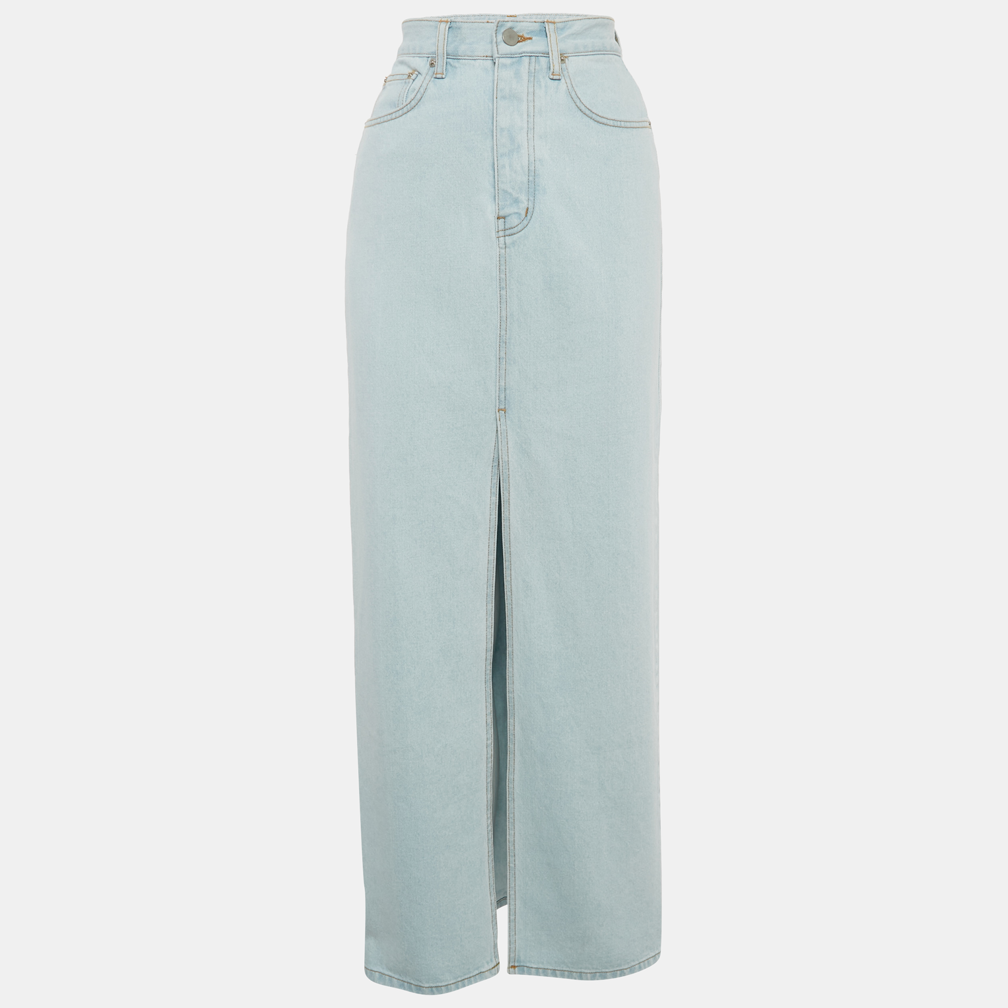 The Frankie Shop Blue Denim Slit Detail Maxi Skirt