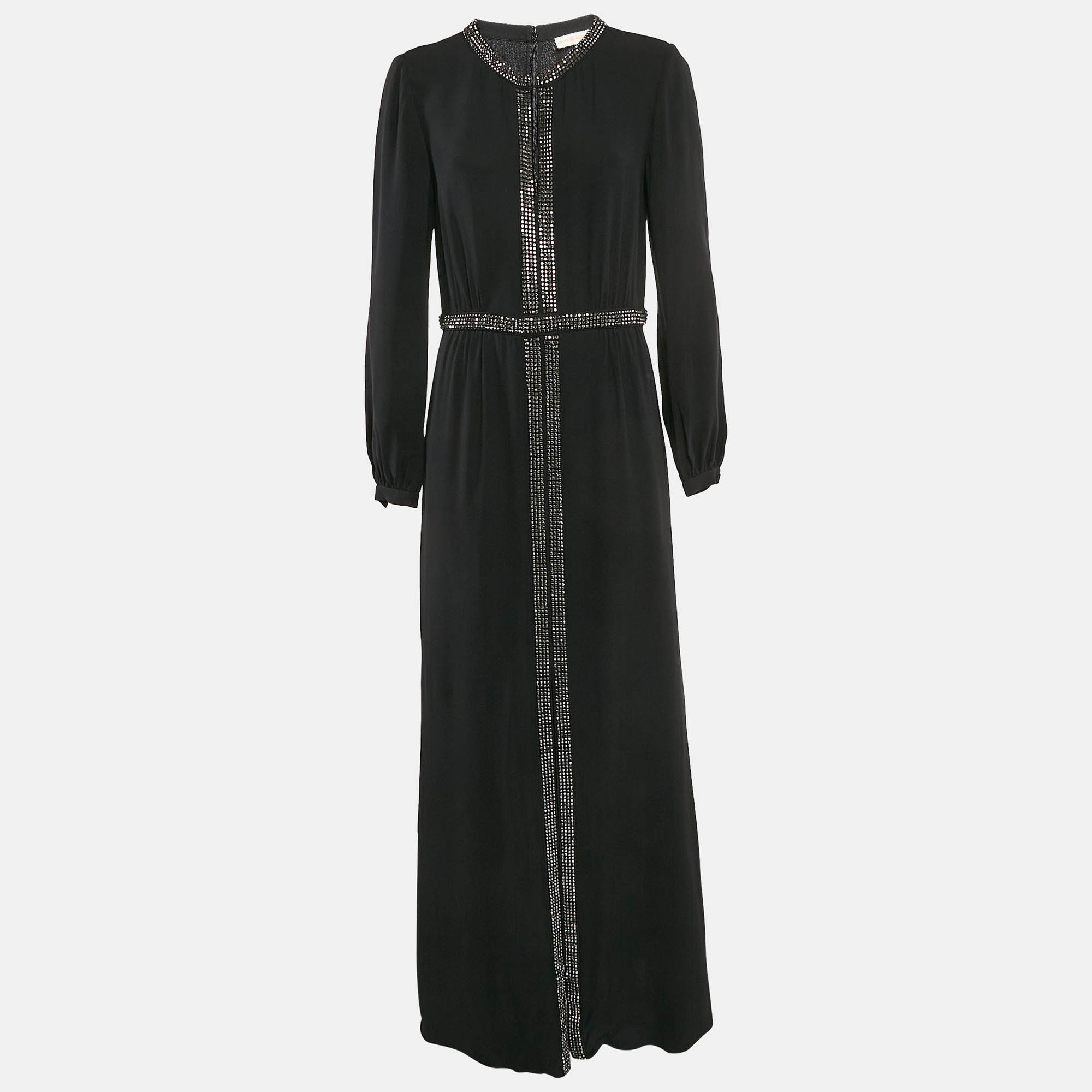 Tory Burch Black Studded Silk Maxi Dress