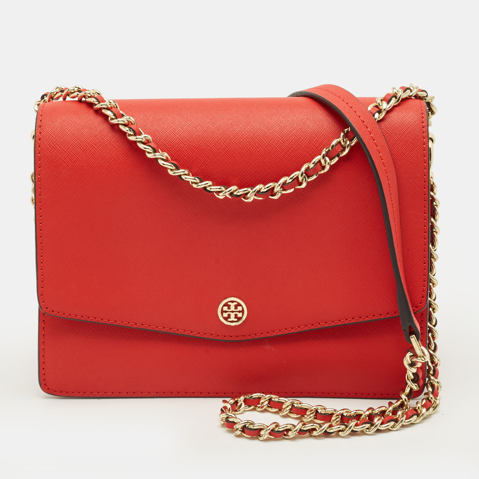 Tory Burch Robinson Red Leather Convertible Shoulder Bag