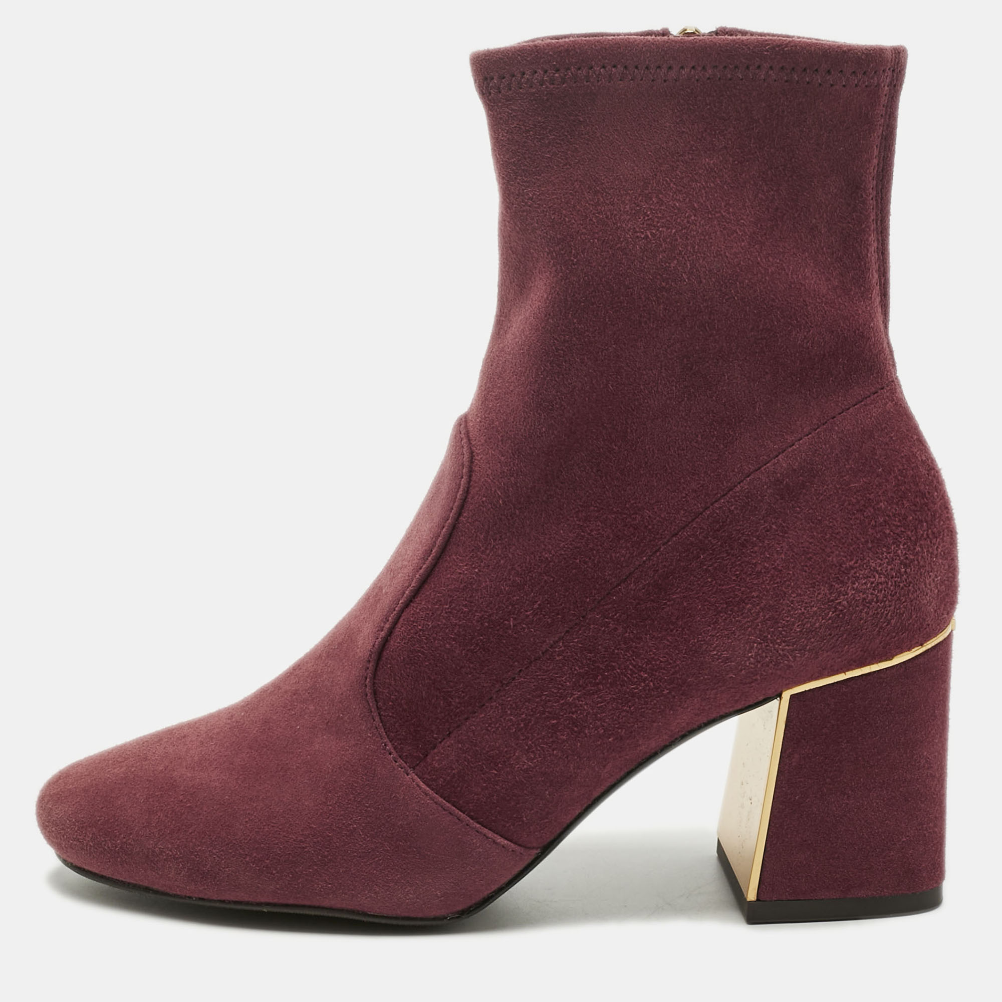 Tory Burch Burgundy Suede Ankle Length Boots