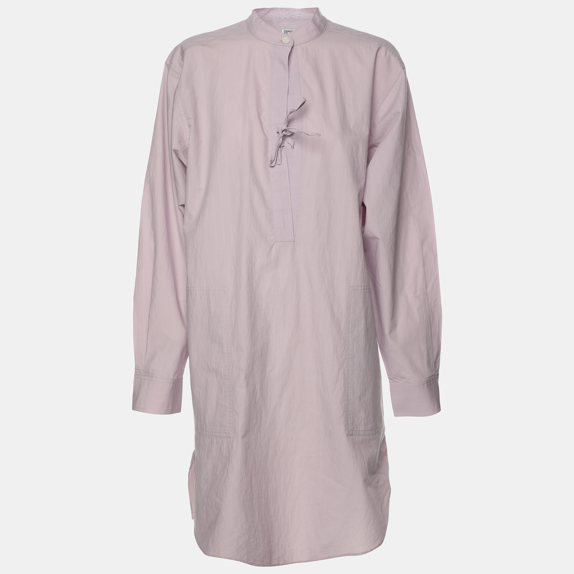 Toteme Purple Cotton High Neck Poplin Tunic Mini Dress X