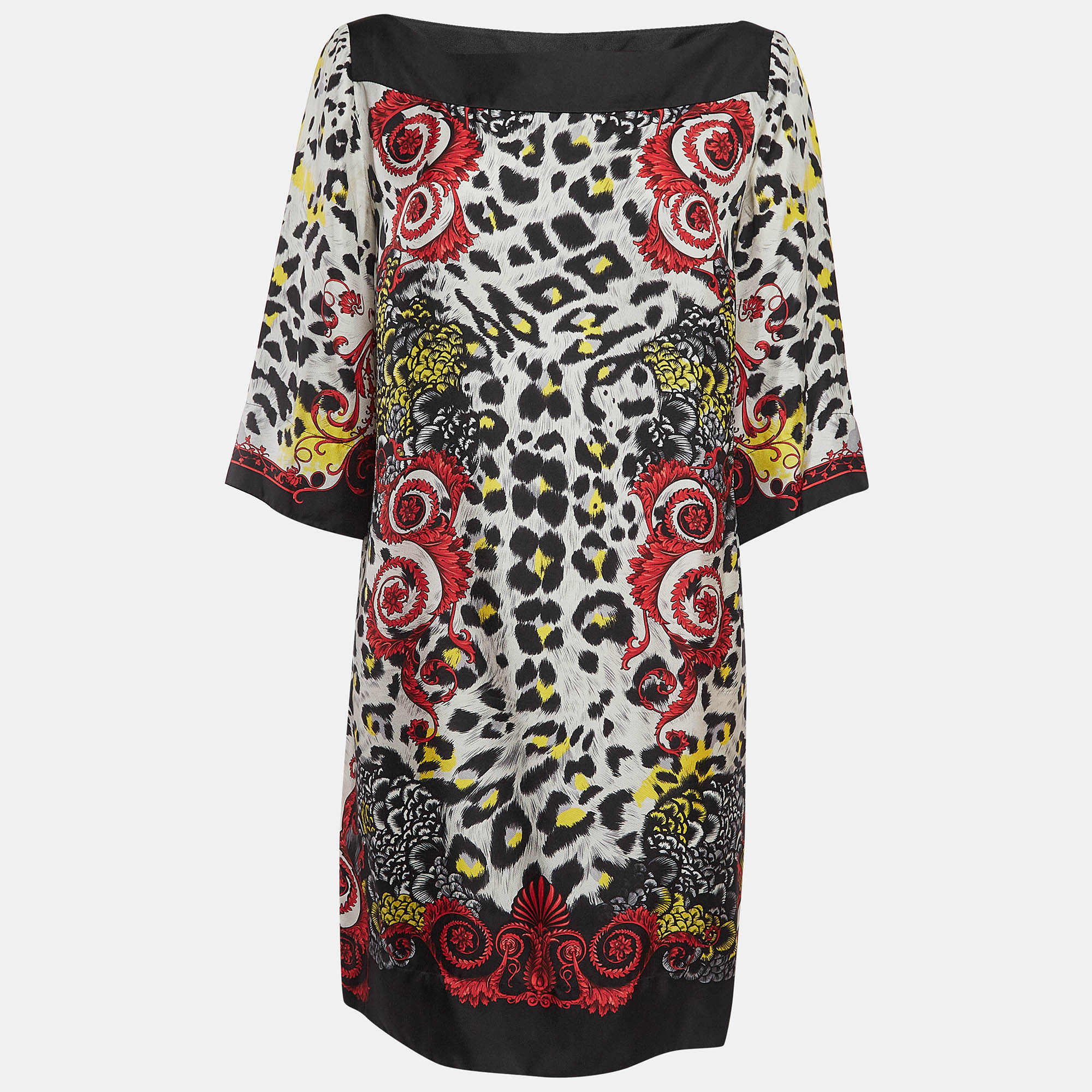 Versace Collection Multicolor Printed Silk Mini Dress