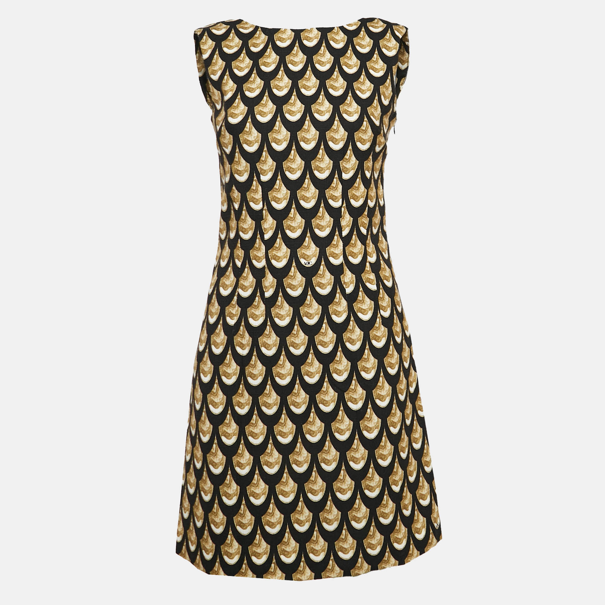 Versace Jeans Couture Black Printed Cotton Blend Sleeveless Mini Dress