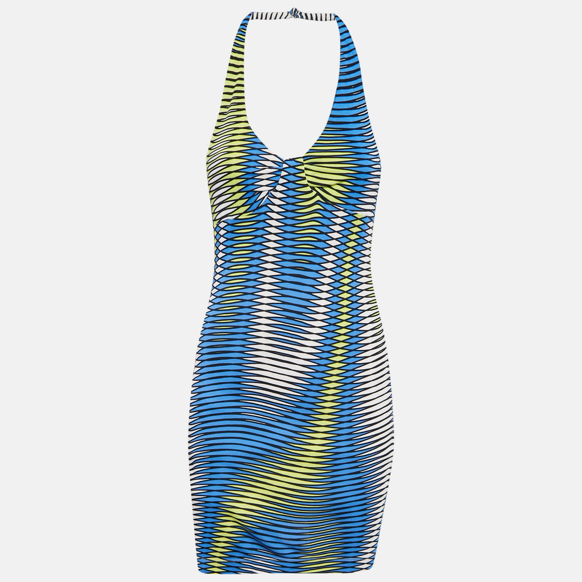 Versace Jeans Couture Multicolor Jersey Halter Neck Mini Dress