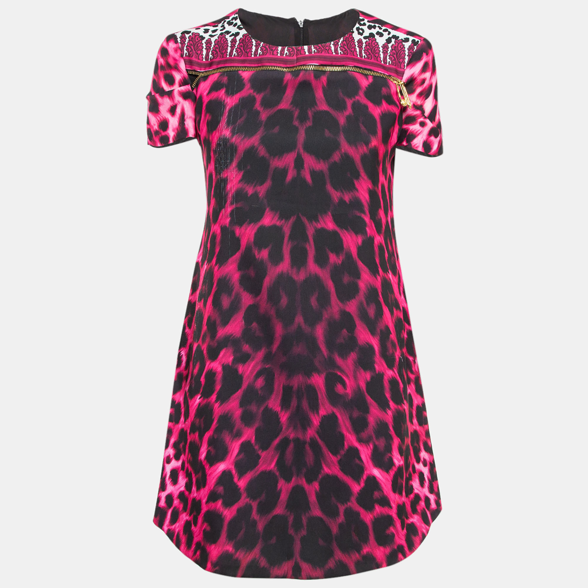 Versus Versace Pink Animal Print Zip Detail Mini Dress
