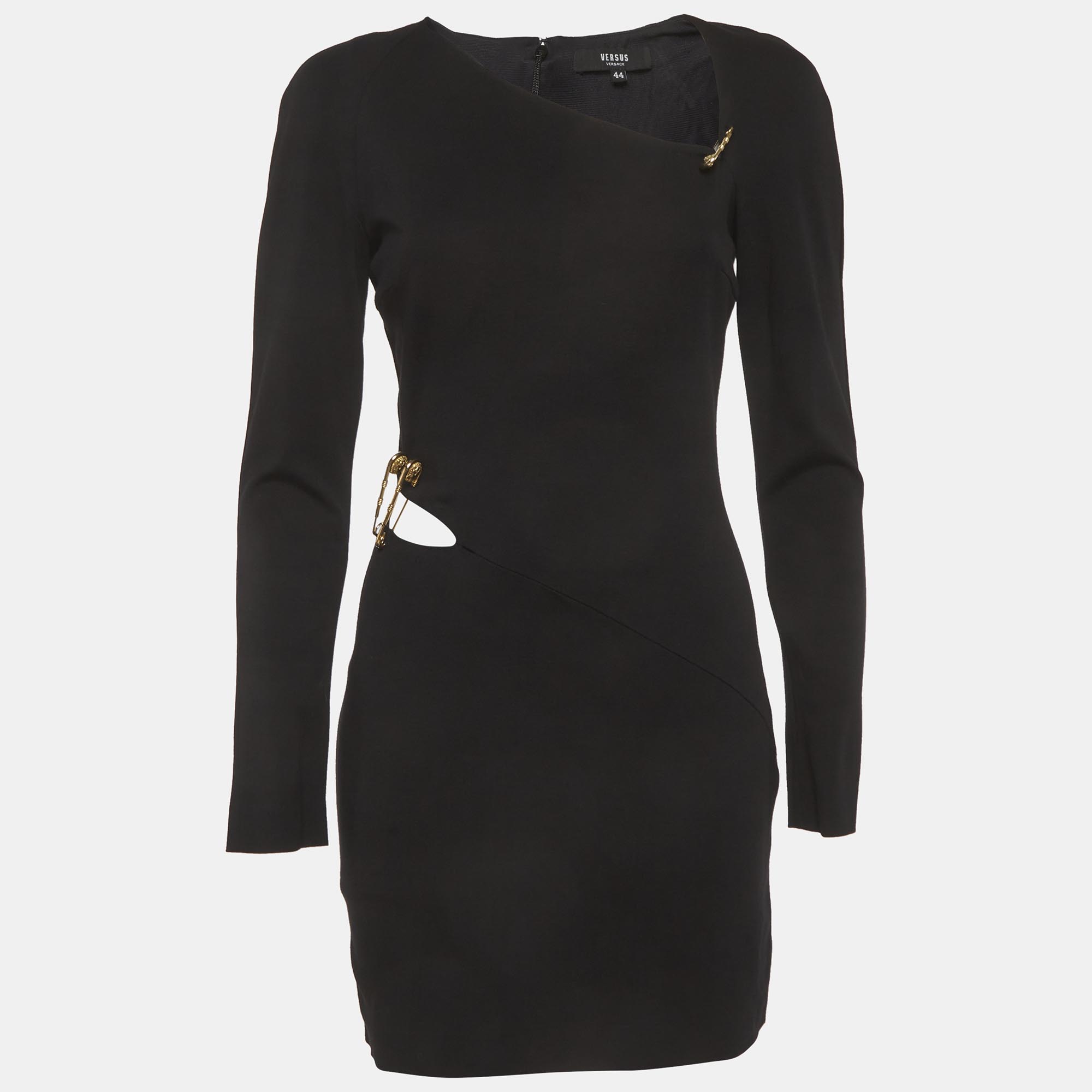 Versus Versace Black Jersey Knit Cut Out Mini Dress
