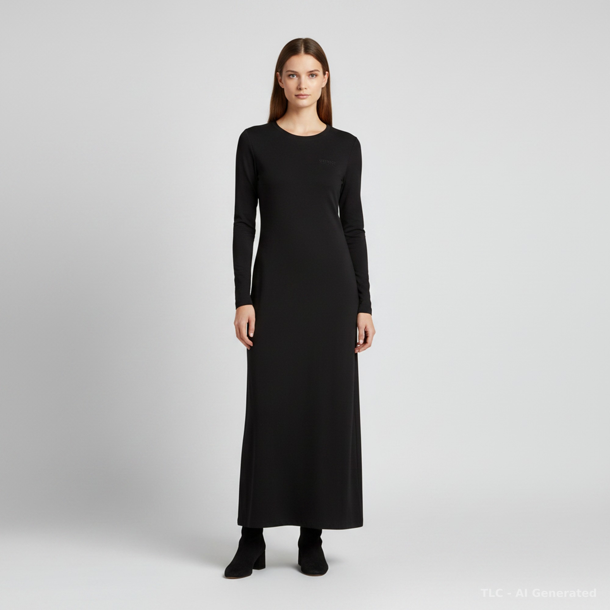Vetements Black Logo Embroidered Jersey Asymmetric Maxi Dress