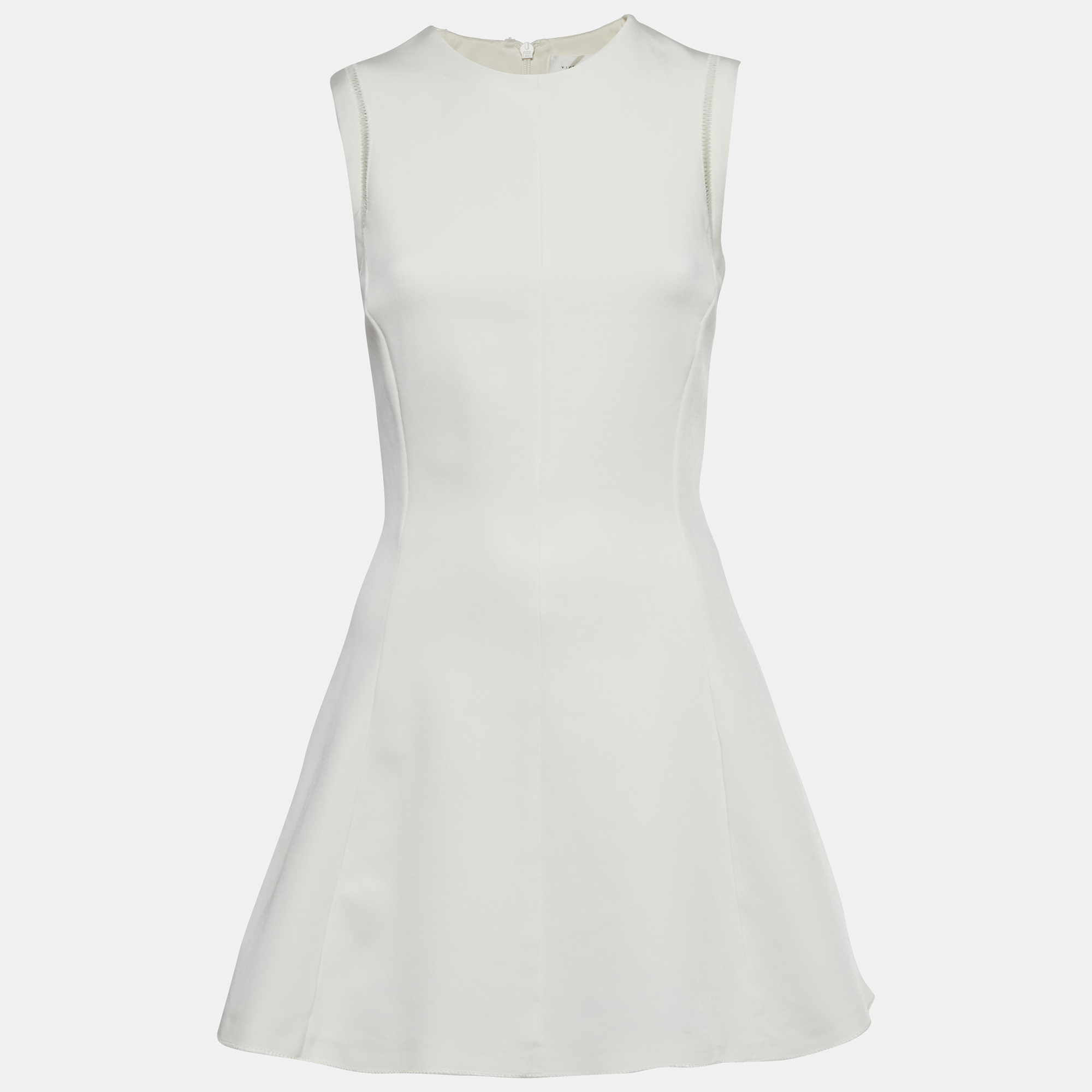 Victoria Beckham White Stretch Knit Flared Mini Dress