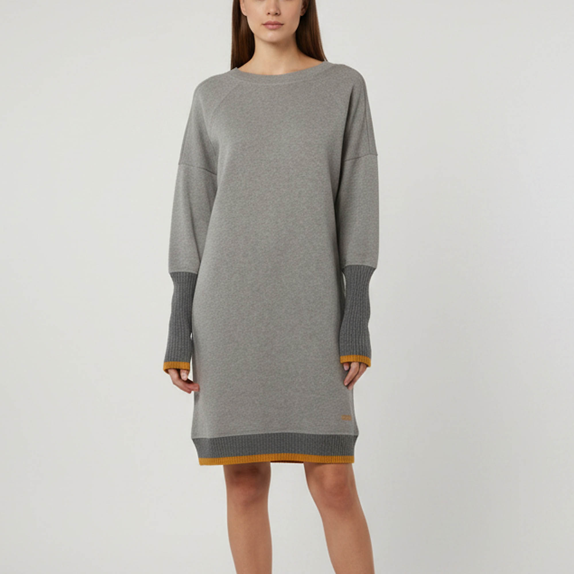 Victoria Victoria Beckham Grey Cotton Knit Sweater Dress