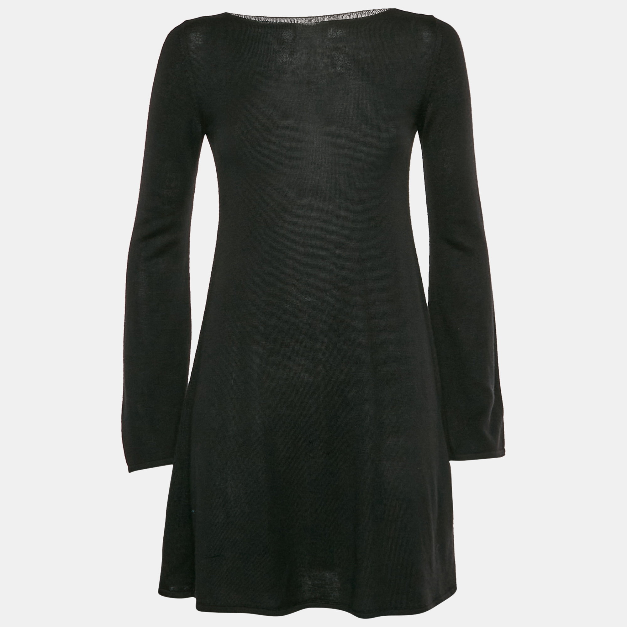 Yves Saint Laurent Black Stretch Knit Flared Dress