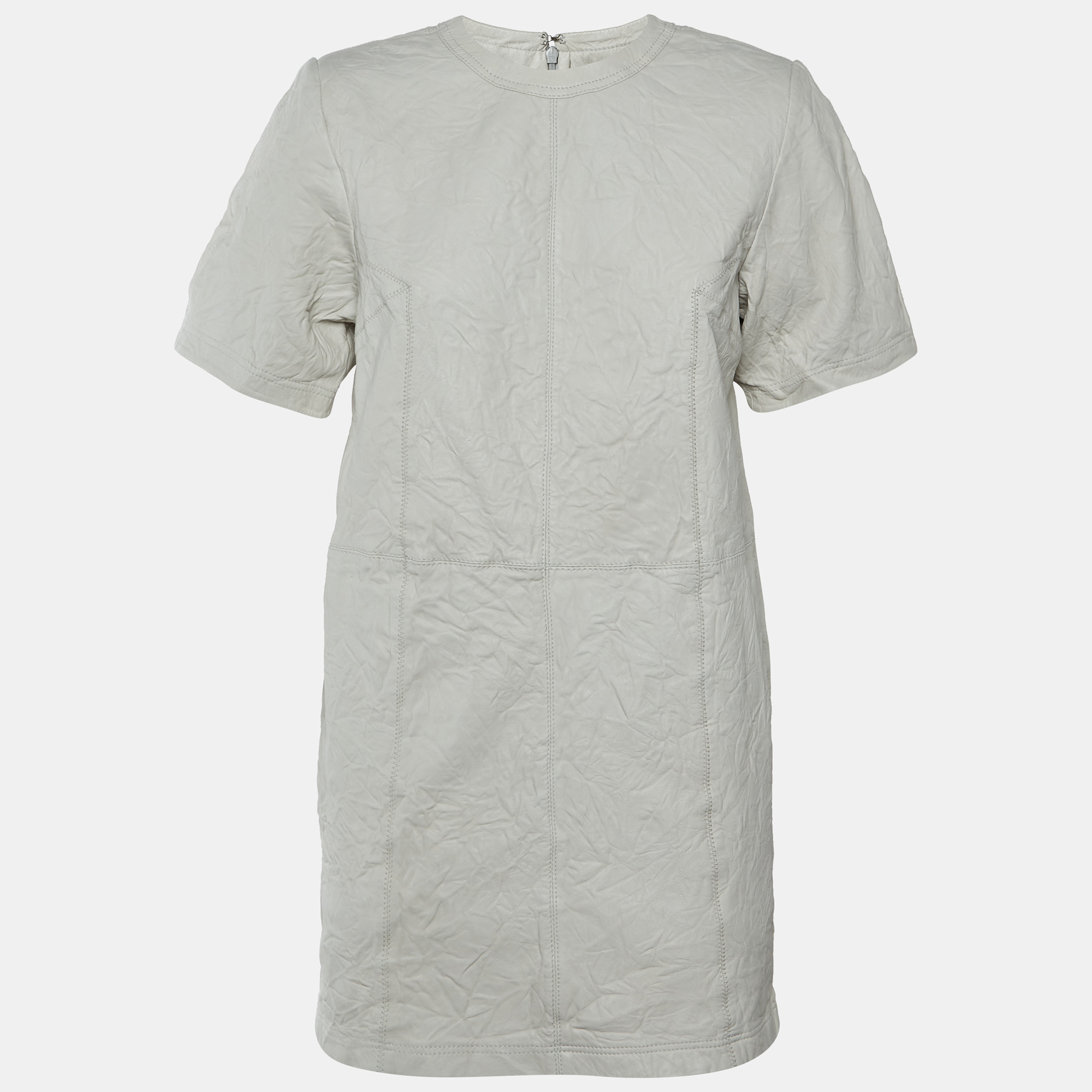 Zadig & Voltaire Defile Ecru Creased Leather Riddy Mini Dress