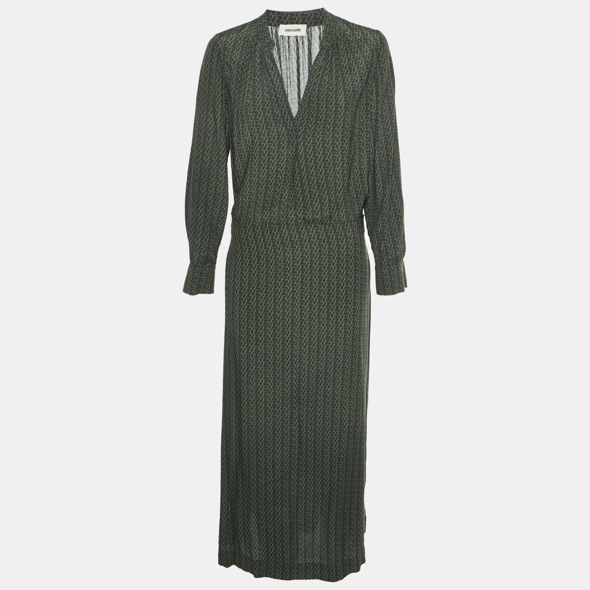 Zadig & Voltaire Green Rinki ZV Print Crepe Maxi Dress