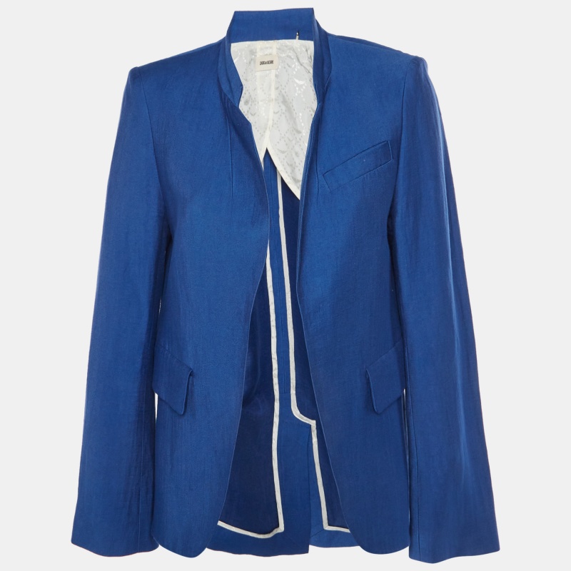 Zadig & Voltaire Blue Linen Blend Very Blazer