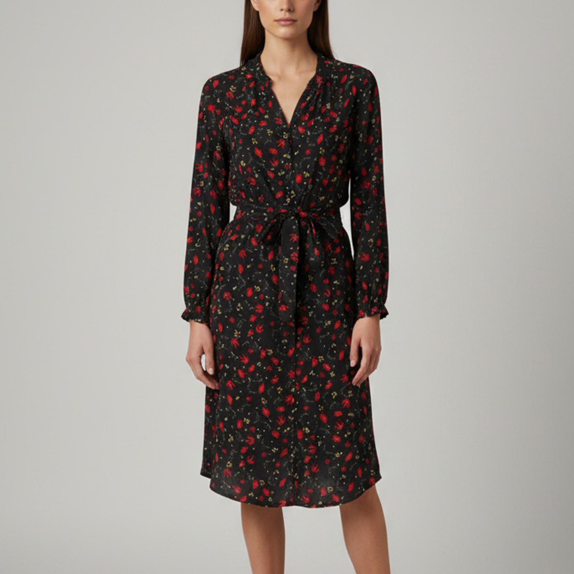 Zadig & Voltaire Black Leaf Print Silk Crepe Mini Dress