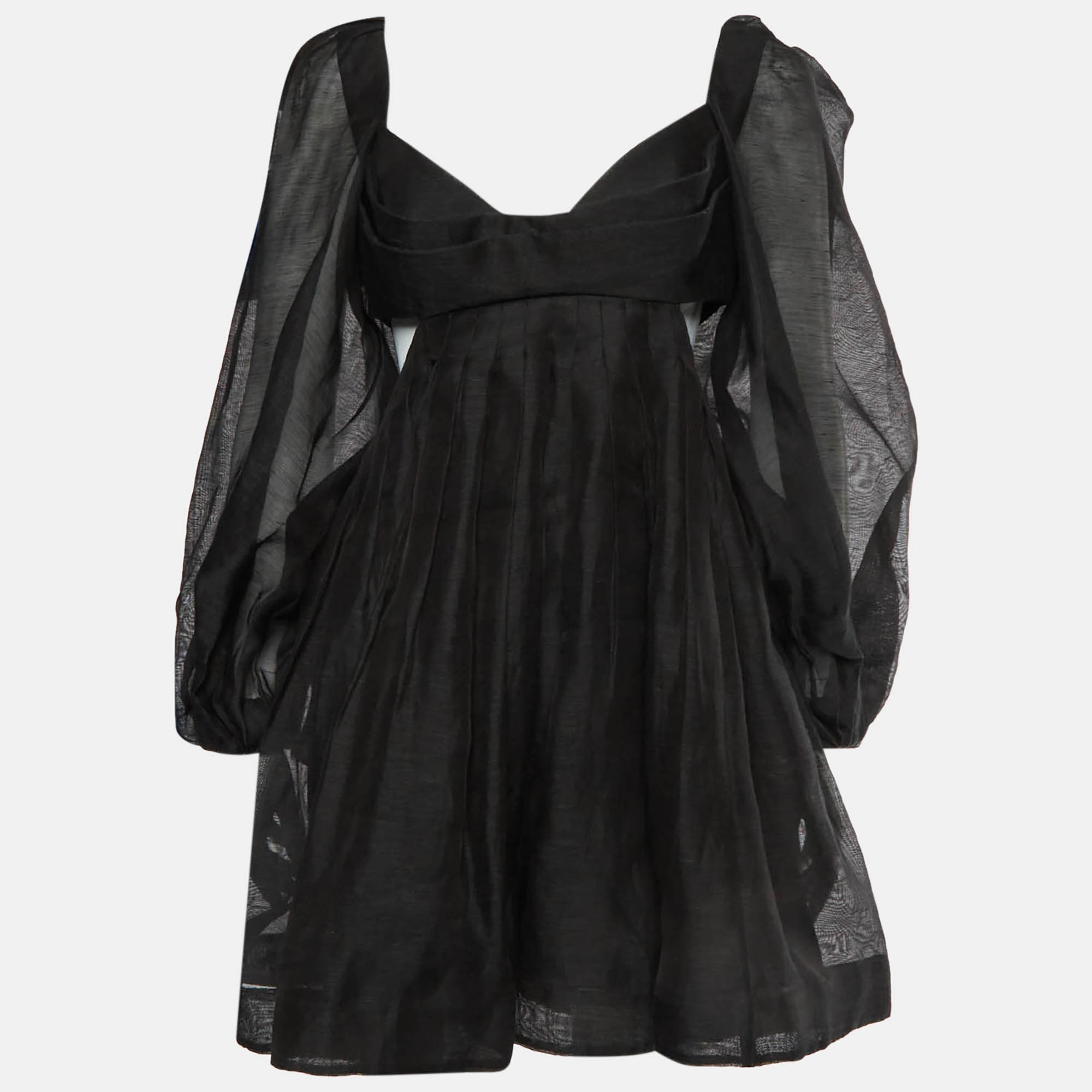 Zimmermann Black Linen Blend Harmony Bralette Mini Dress