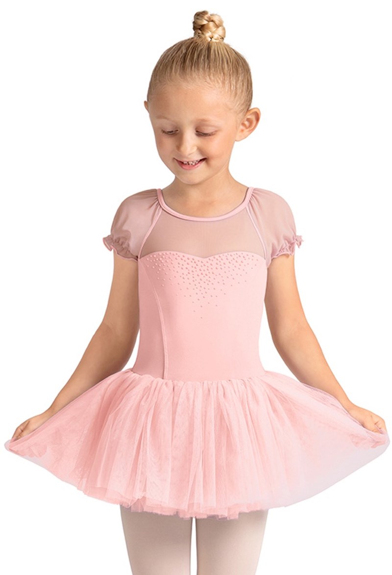 Mirella Puff Sleeve Tutu Dress - Pink - Extra Small Child - Dance Dress M
