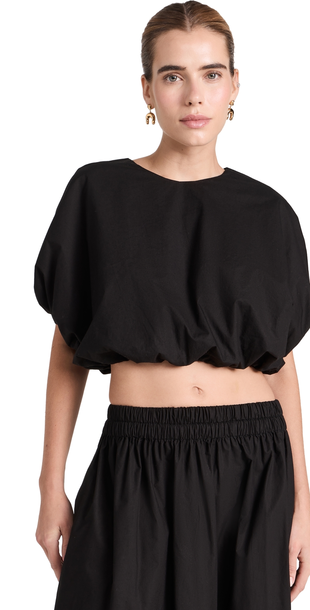 MIKOH Opihi Bubble Sleeve Crop Top Night