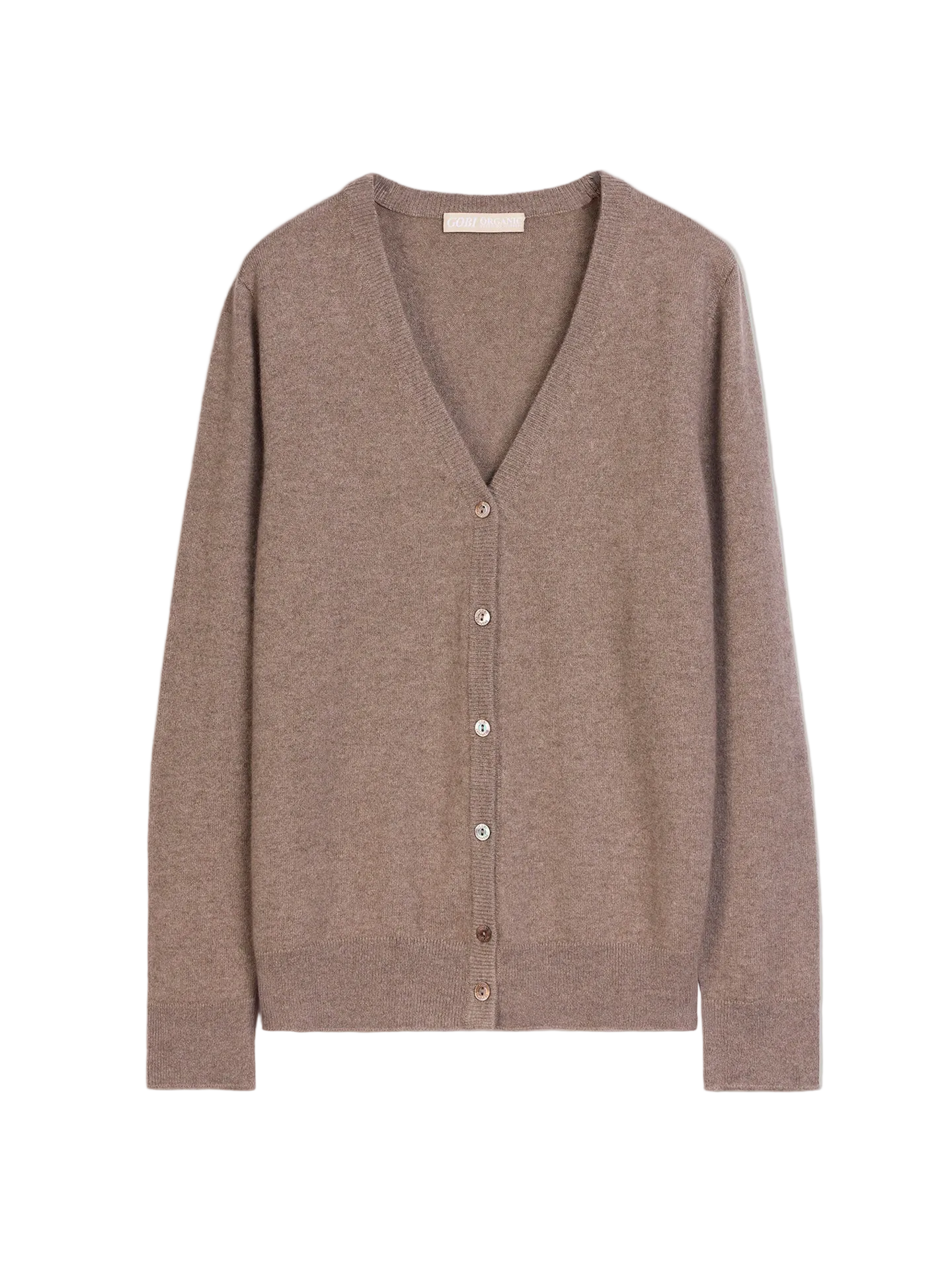 Organic Color Timeless Cashmere V-Neck Cardigan - taupe WK-