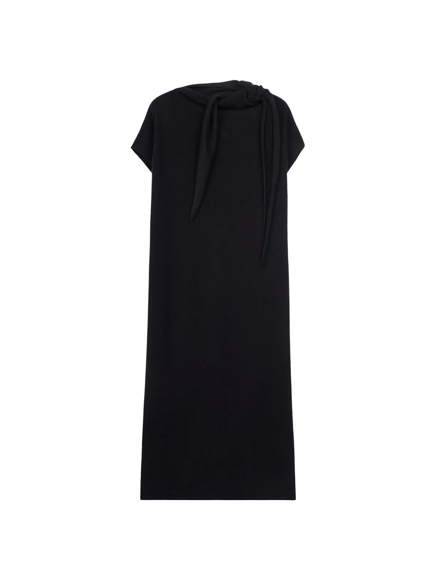 Cashmere Tie-Neck Dress - L Black WK-