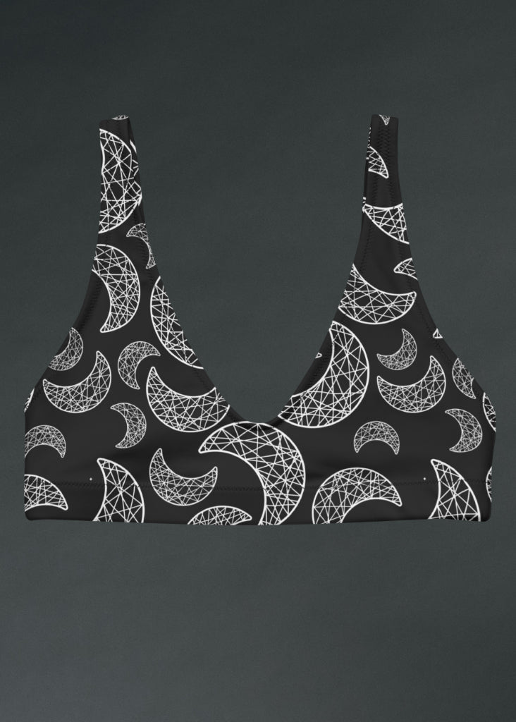 Gothic Moon Print Bikini Top -