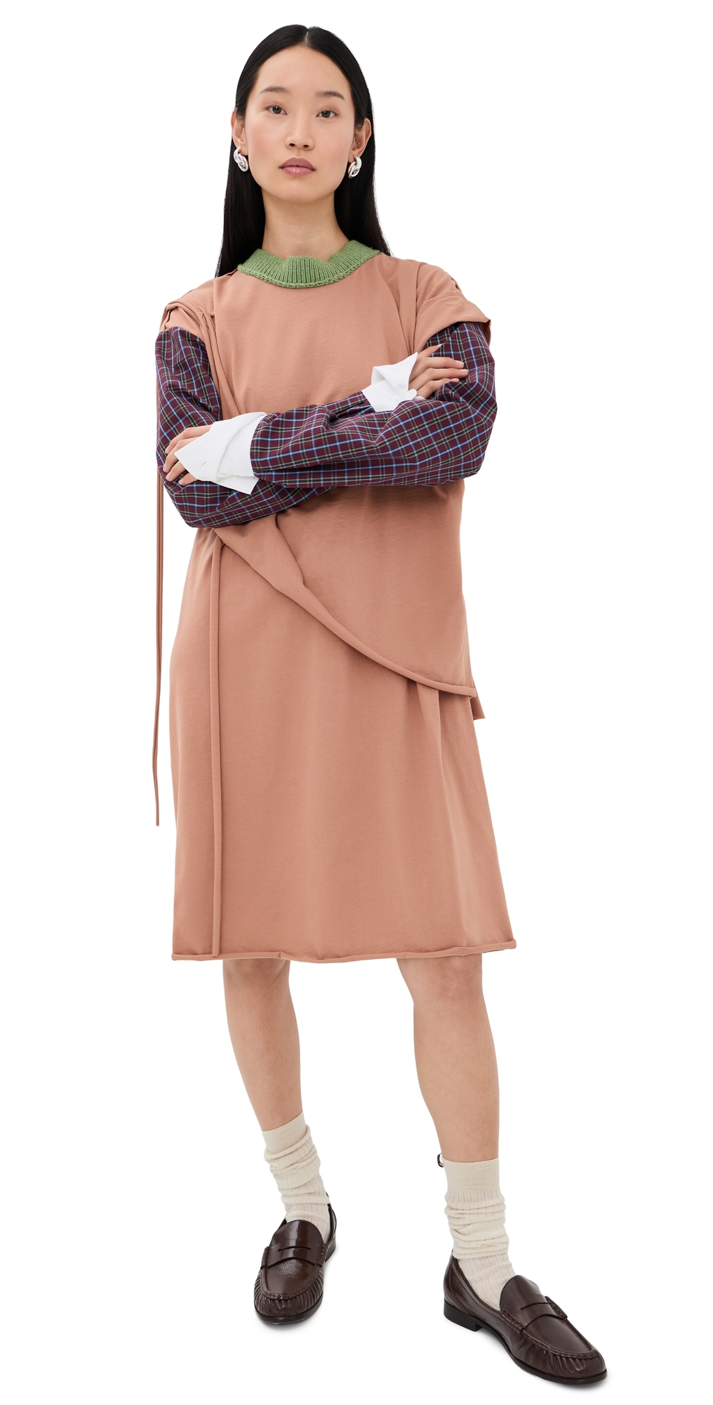 Meryll Rogge Jersey Draped Shirt Dress Brown