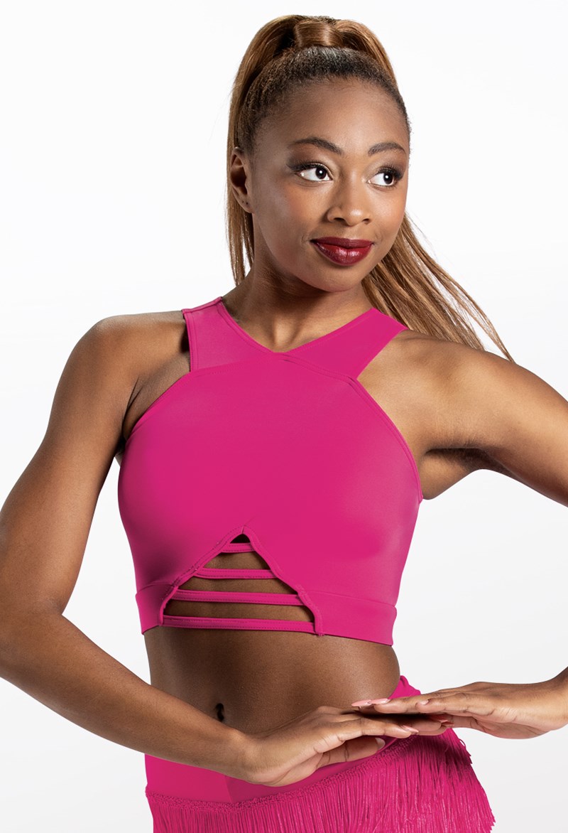 Lattice Front Crop Top - Lipstick - Medium Child - Dance Top MT