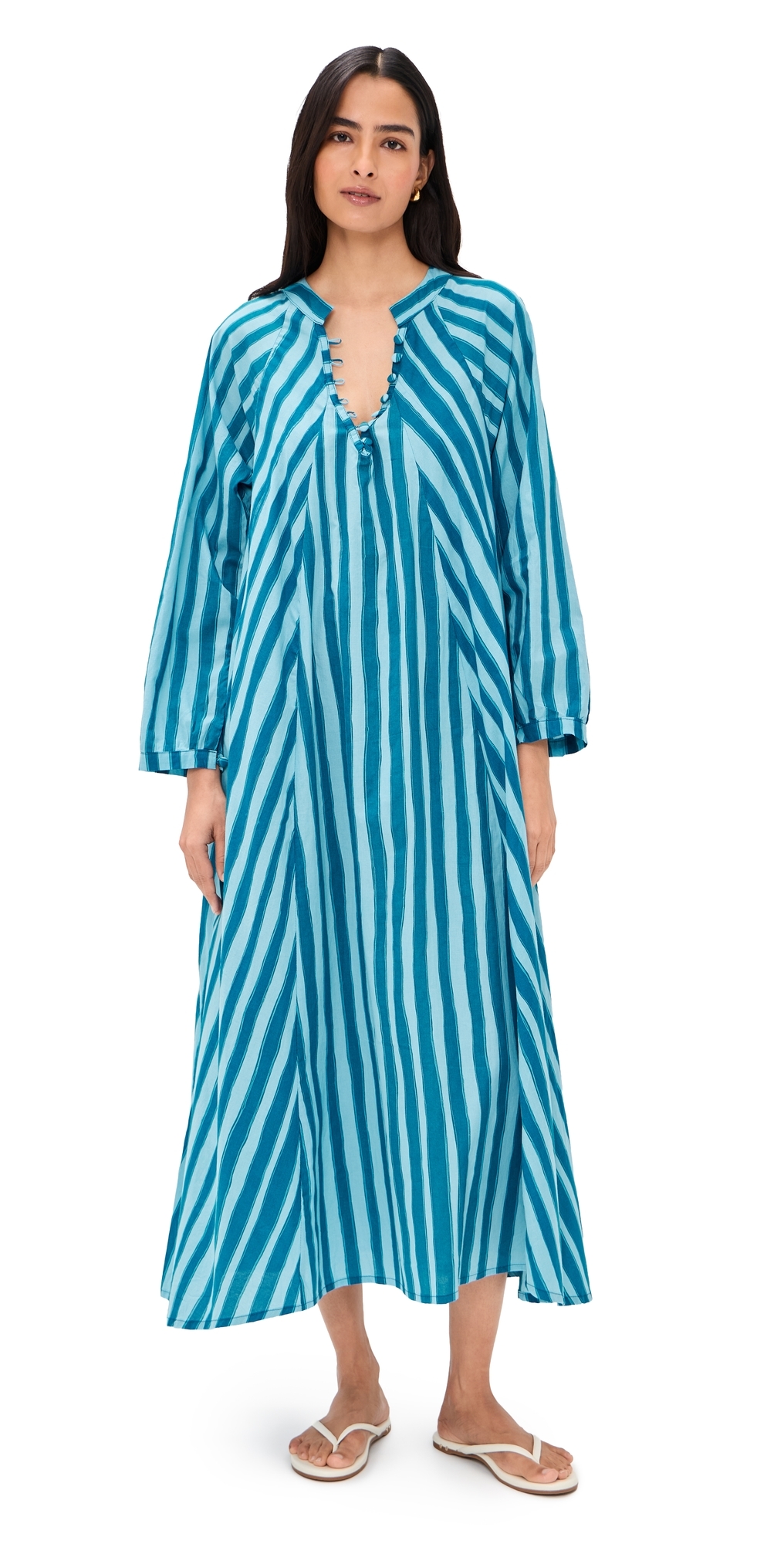 Natalie Martin Collection Fiore Maxi Dress Batik Stripe Pool