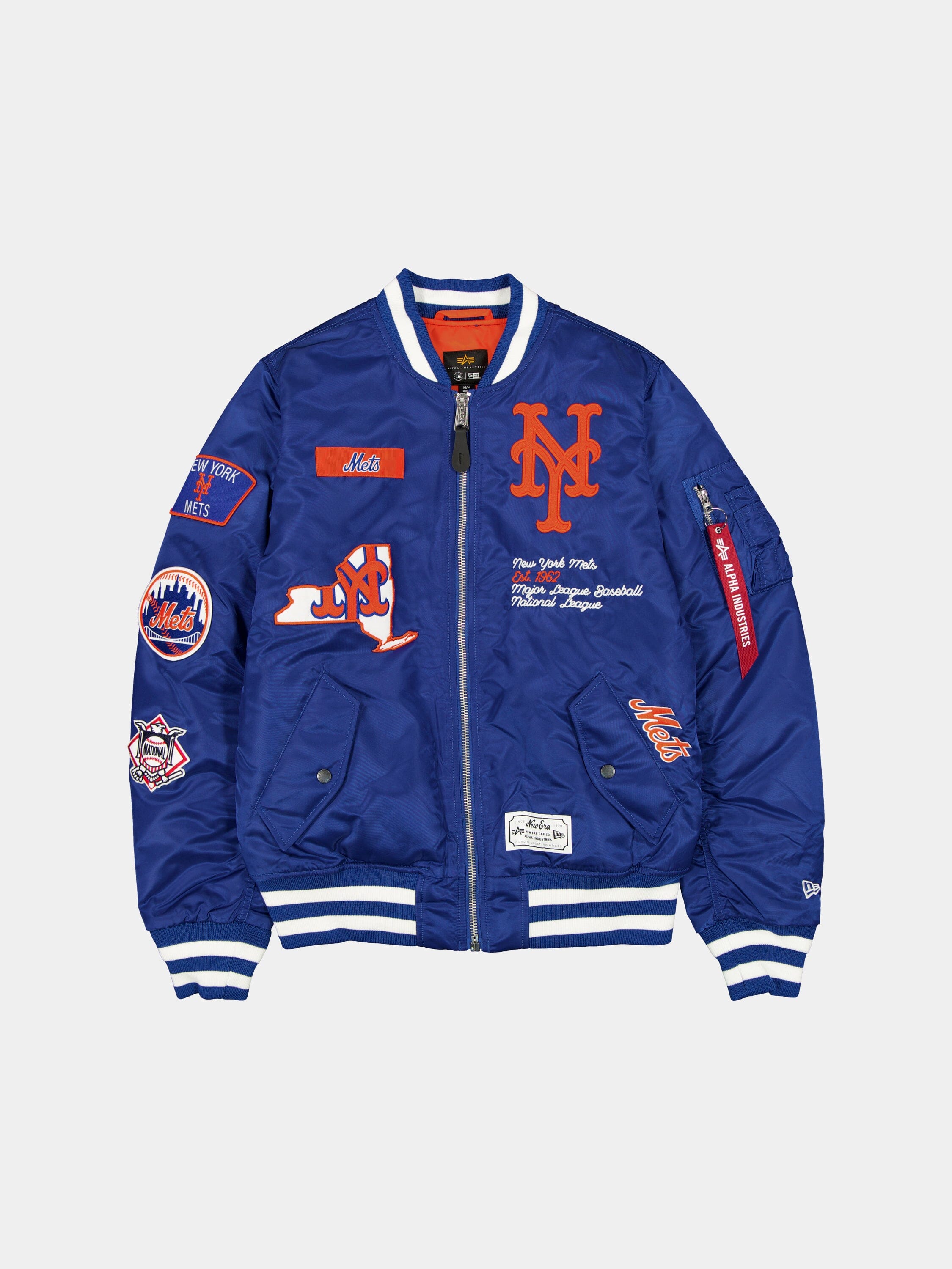 NEW YORK METS X ALPHA X NEW ERA MA- BOMBER JACKET - BLUEWHITE