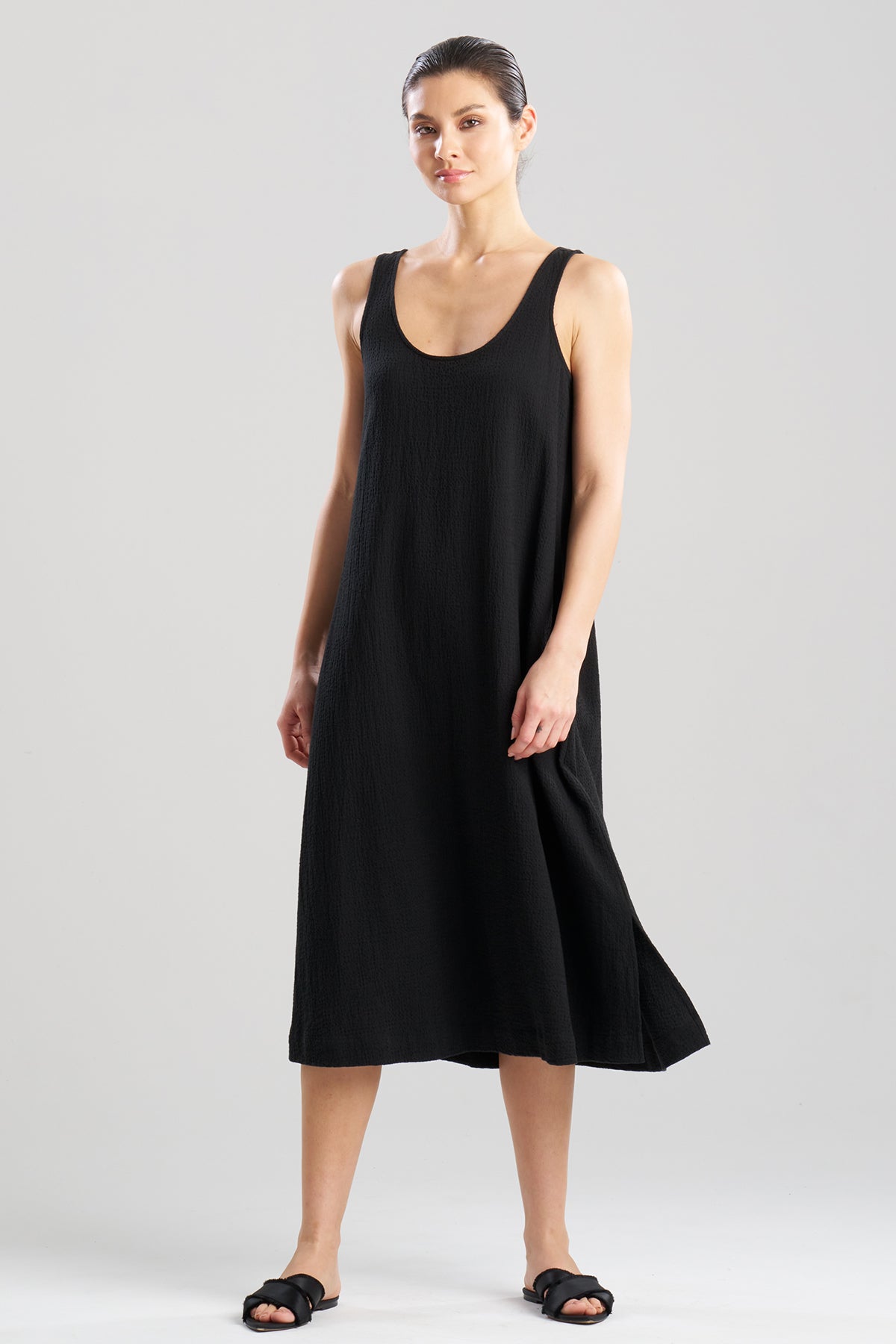 Onsen Cotton Tank Slip Dress - Black X