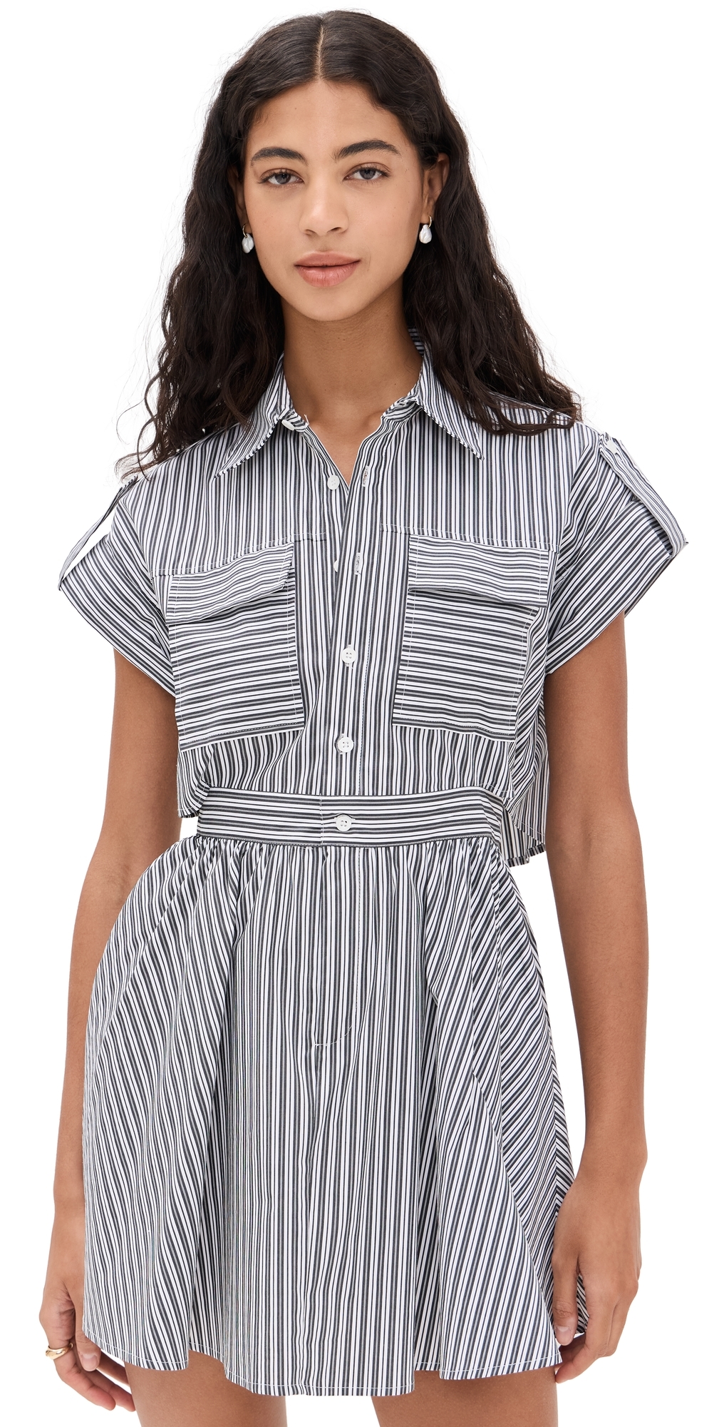 o. p.t Rowe Dress Black White Stripe X