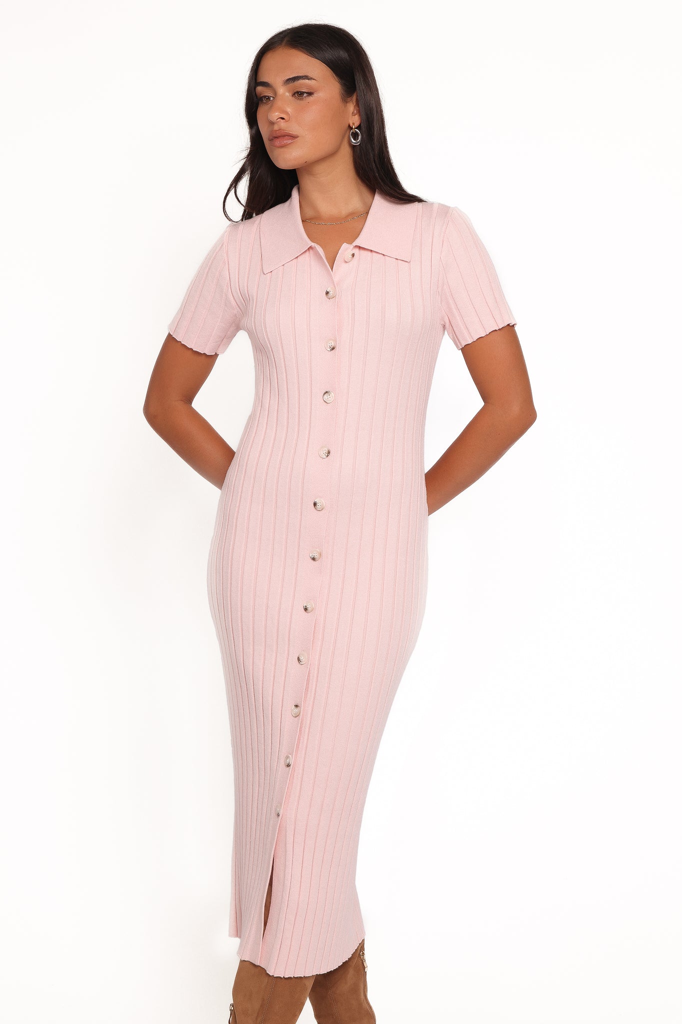 Aisha Short Sleeve Knit Midi Dress
