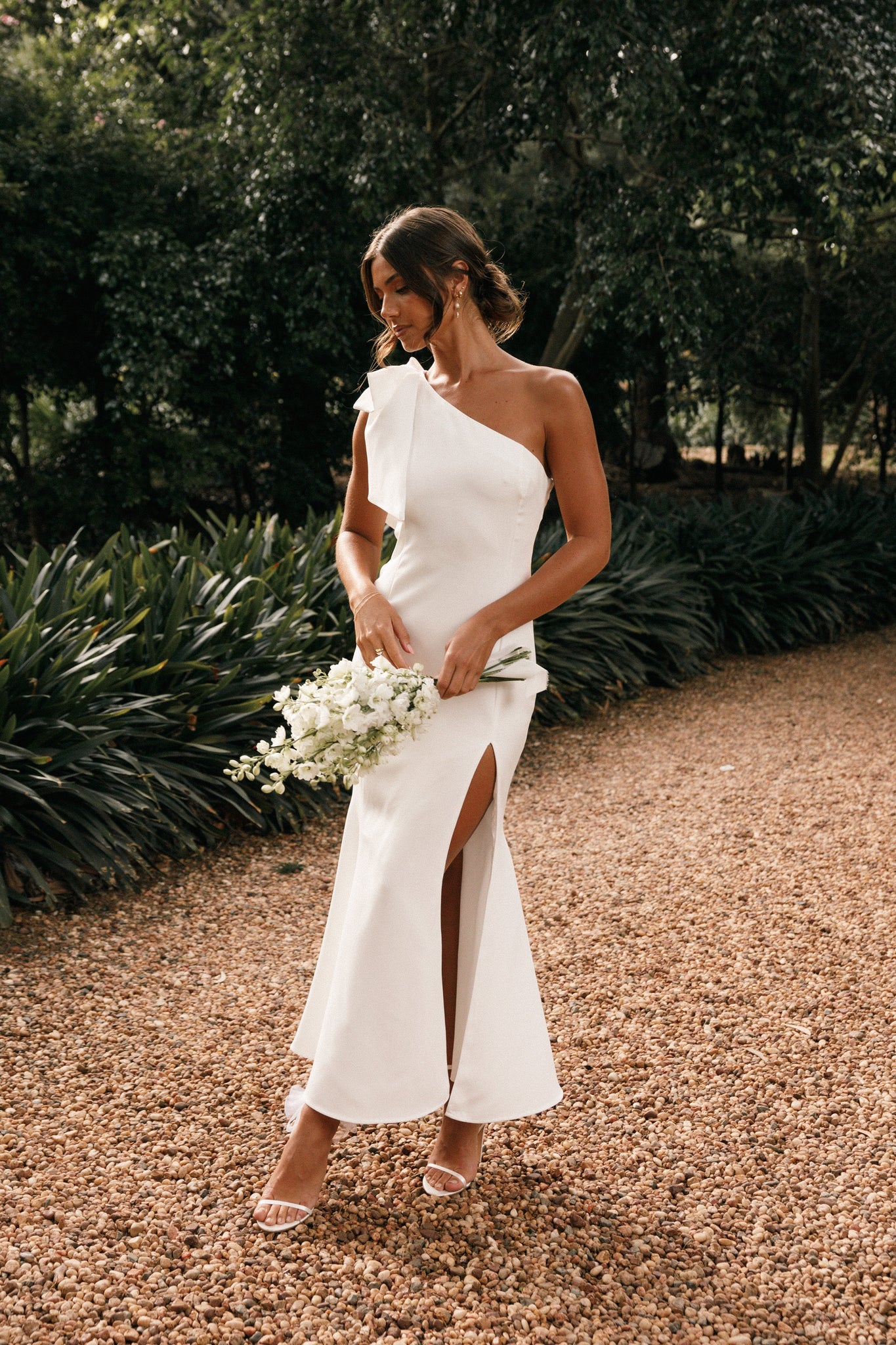 Charmed One Shoulder Midi Dress