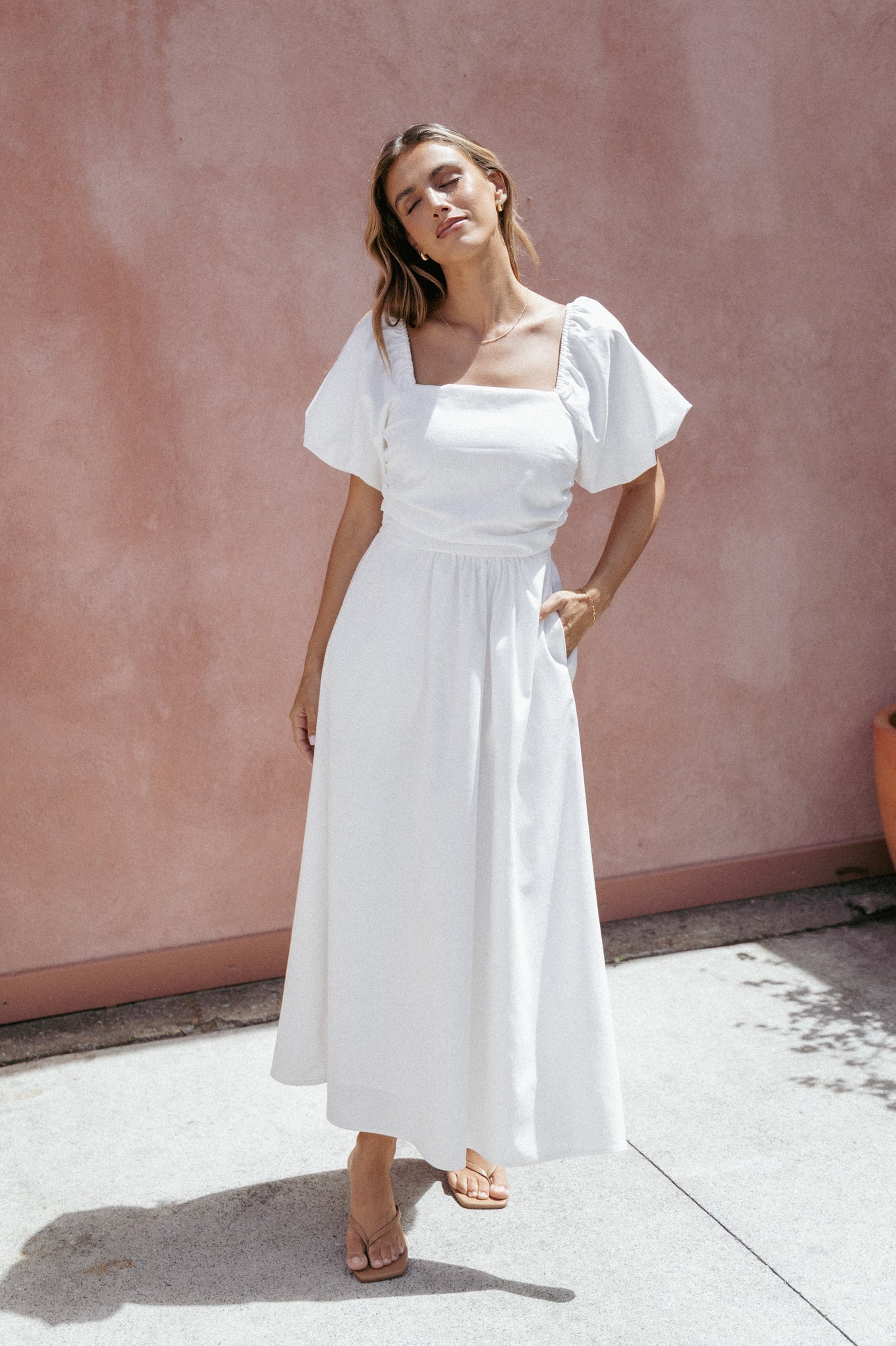 Clo Puff Sleeve Midi Dress