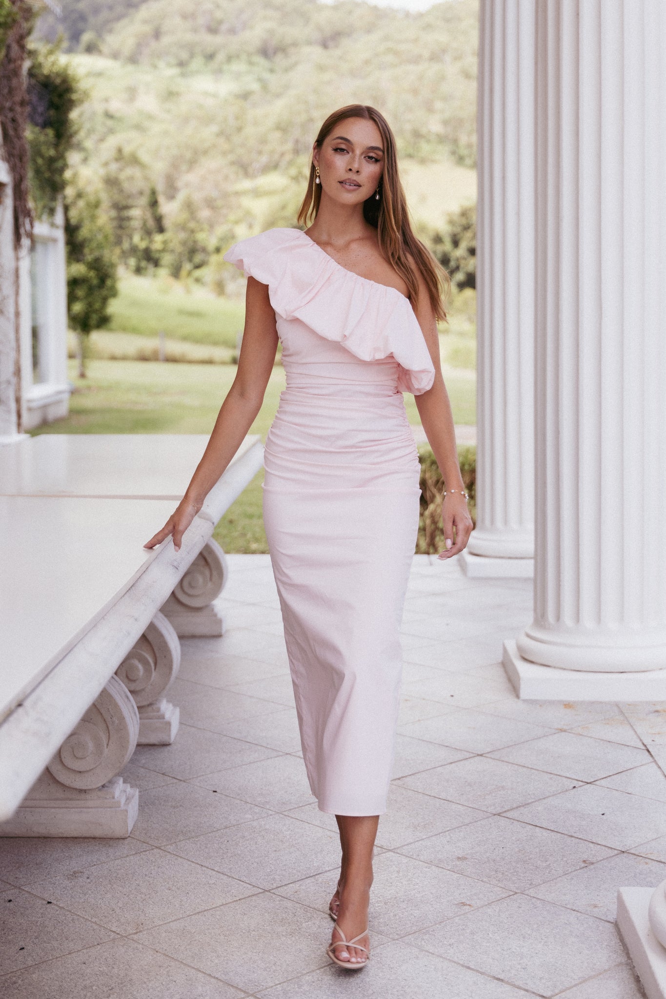 Eliya One Shoulder Frill Maxi Dress