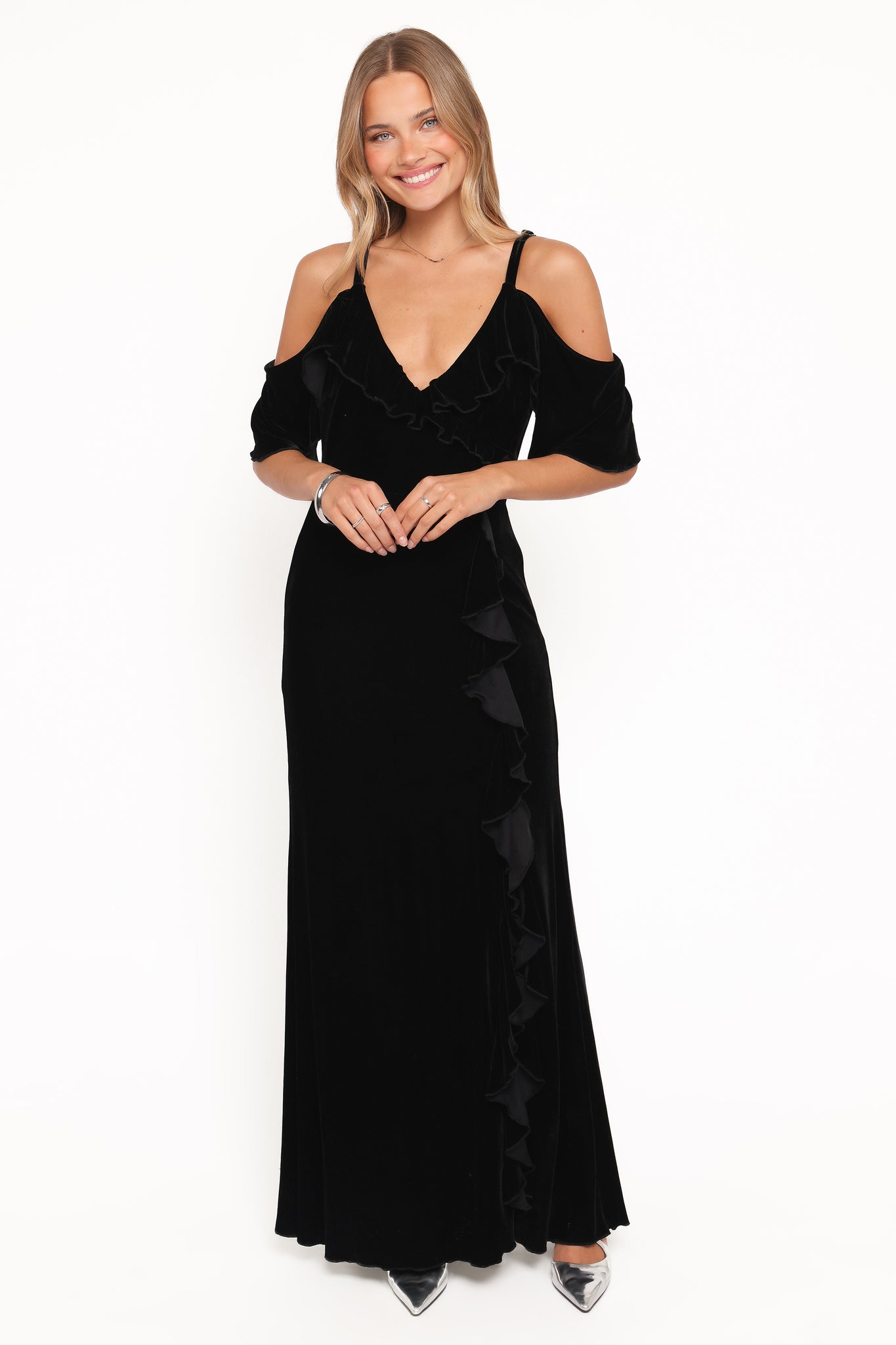 Micah Off Shoulder Velvet Maxi Dress