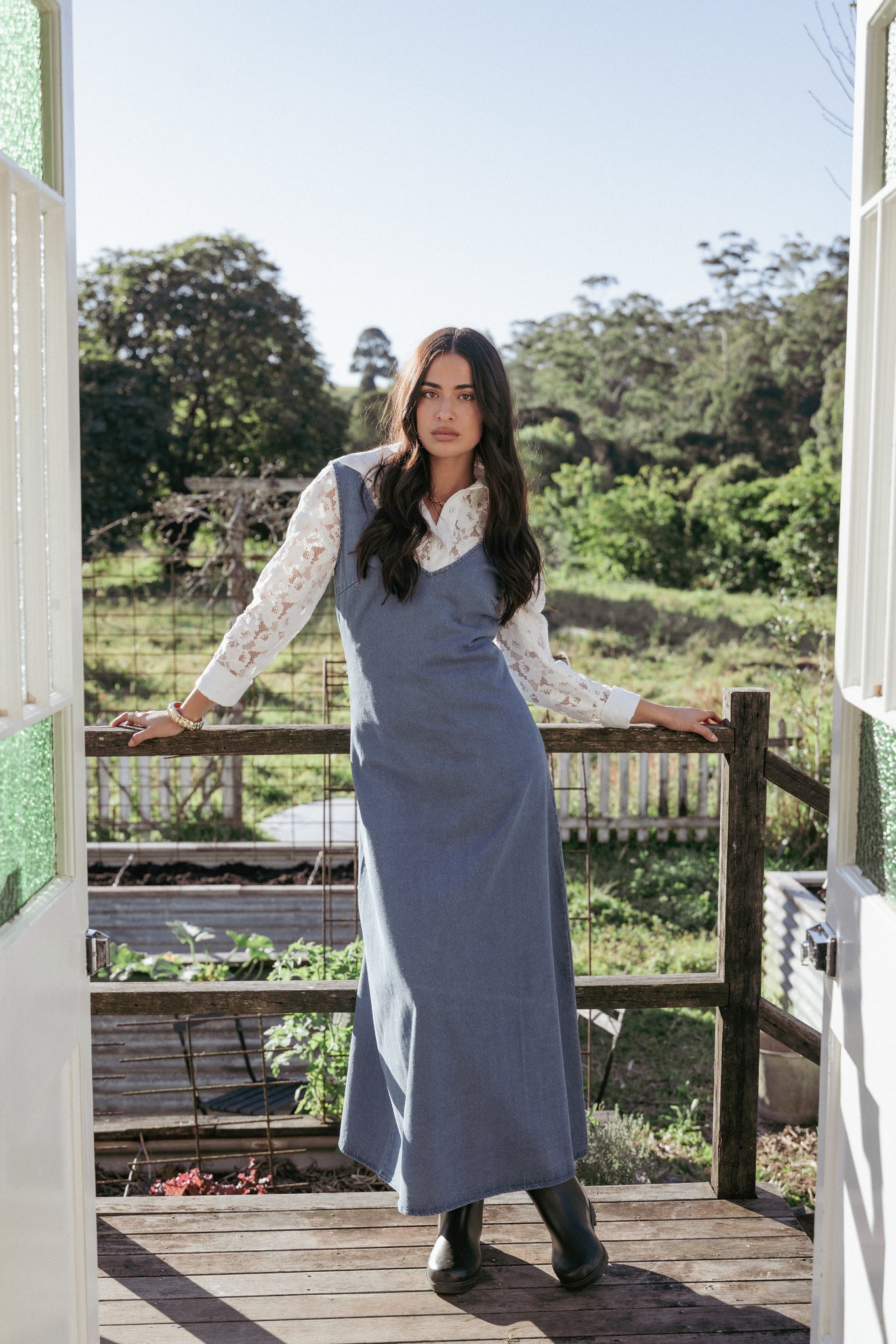 Odelia Denim Maxi Dress