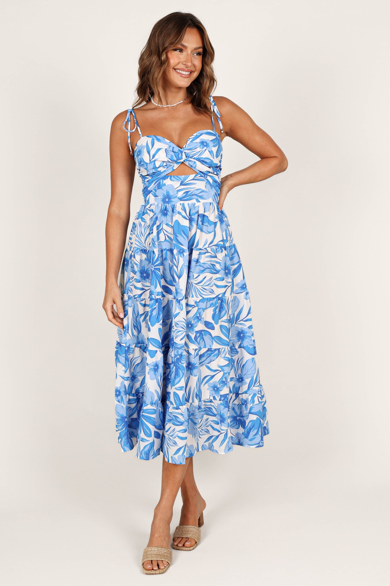 Rose Midi Dress - BlueWhite