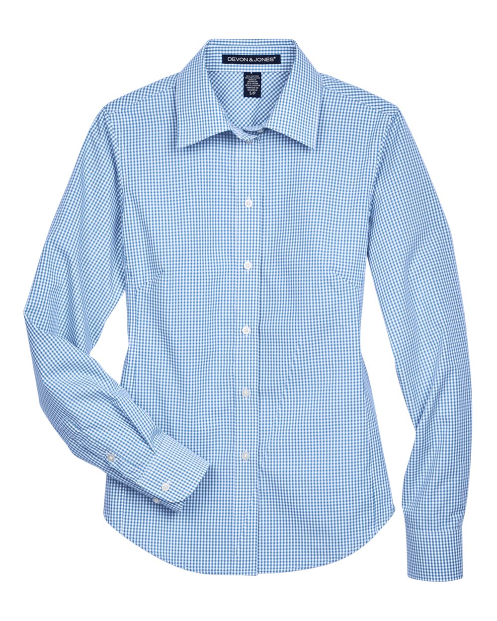 Devon & Jones - DW - Women's Crown Collection Gingham Check Woven Dress Shirt - French Blue
