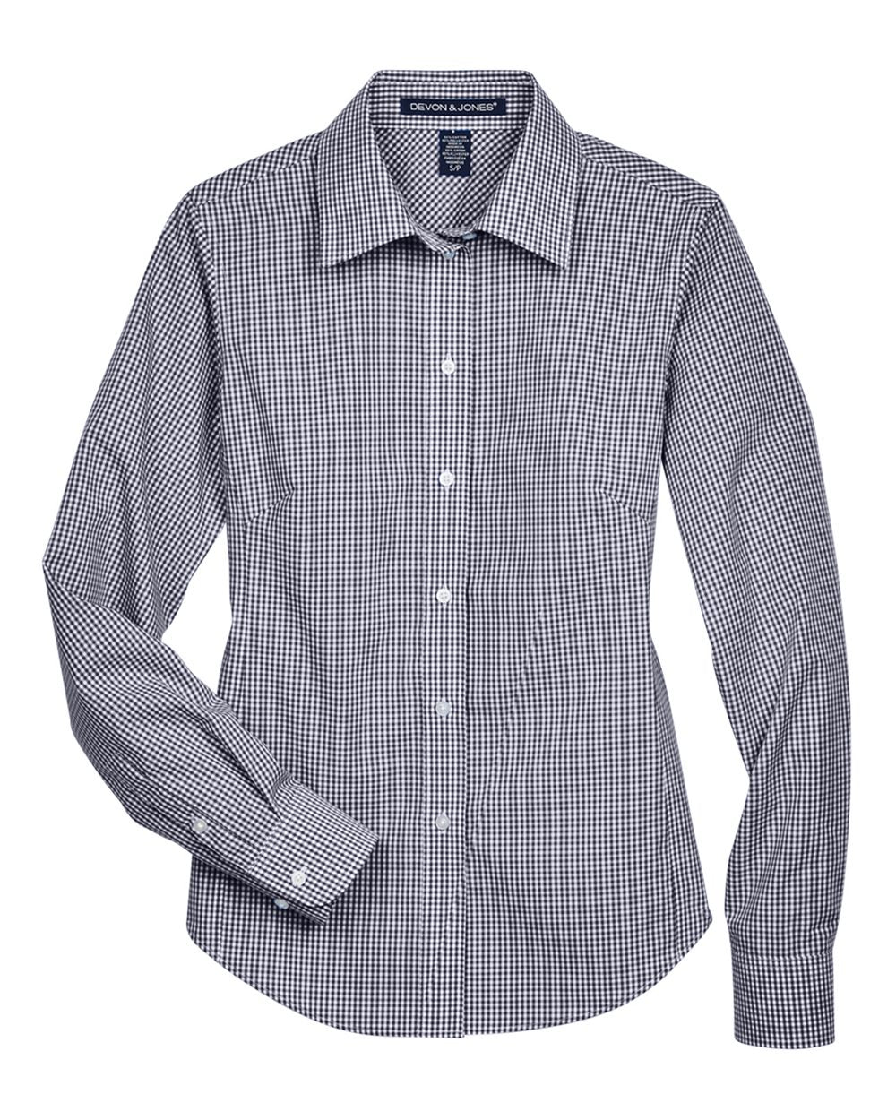 Devon & Jones - DW - Women's Crown Collection Gingham Check Woven Dress Shirt - Navy